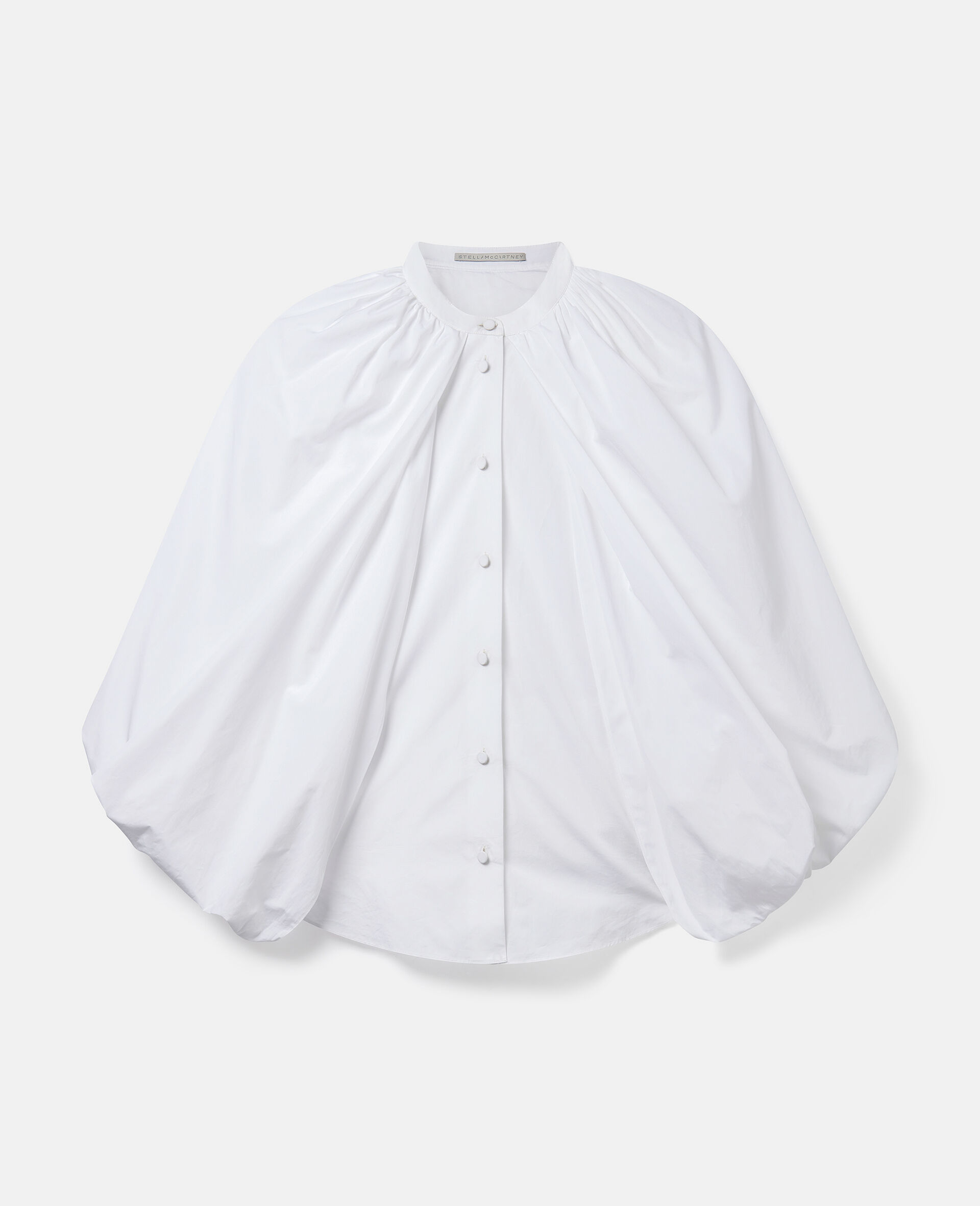 Cape-Sleeve Cotton Shirt-White-large image number 0