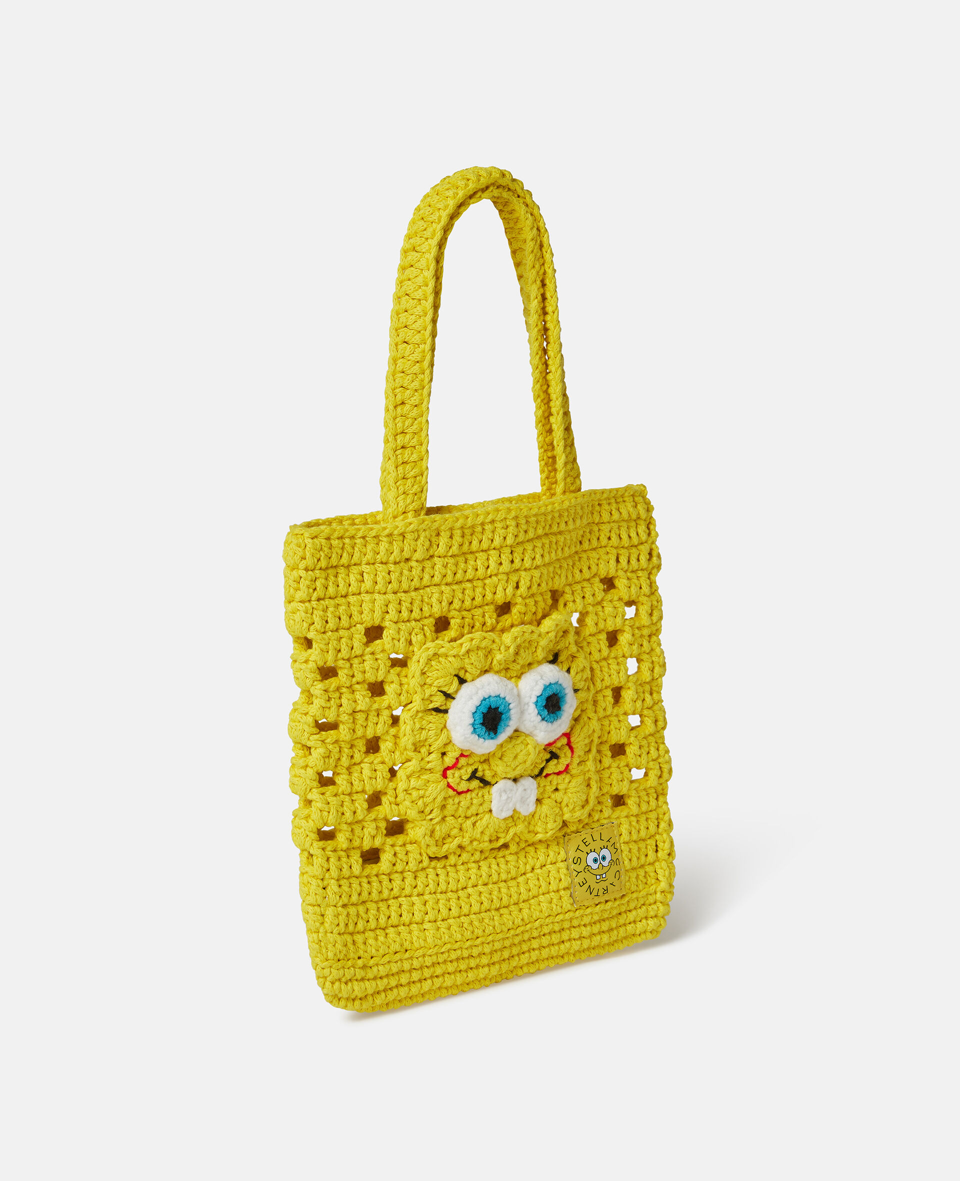 SpongeBob Graphic Crochet Tote Bag-Yellow-large image number 1