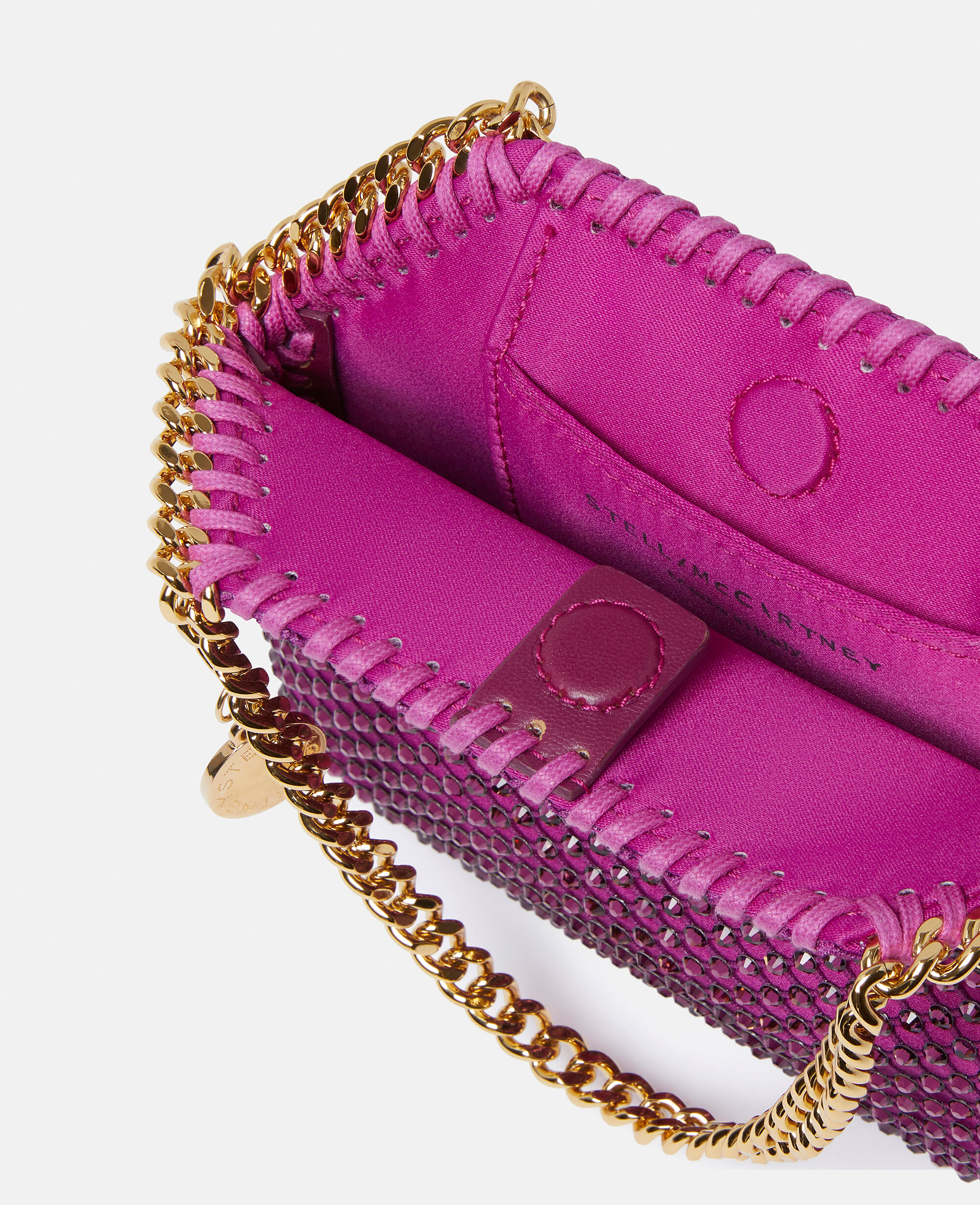 Women Bright Purple Falabella Crystal Mesh Mini Tote Bag Stella McCartney PT