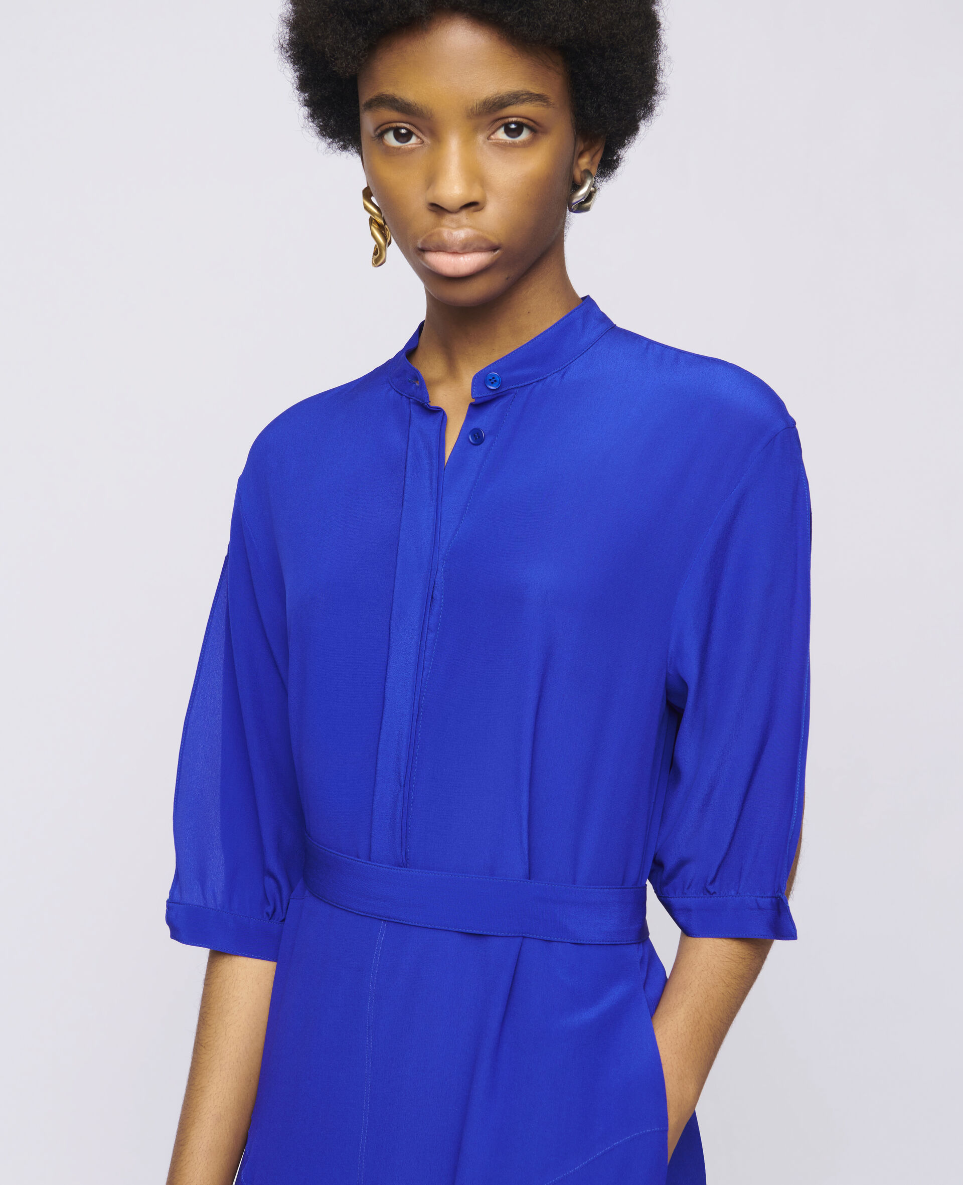 Olivia Silk Dress-Blue-large image number 3