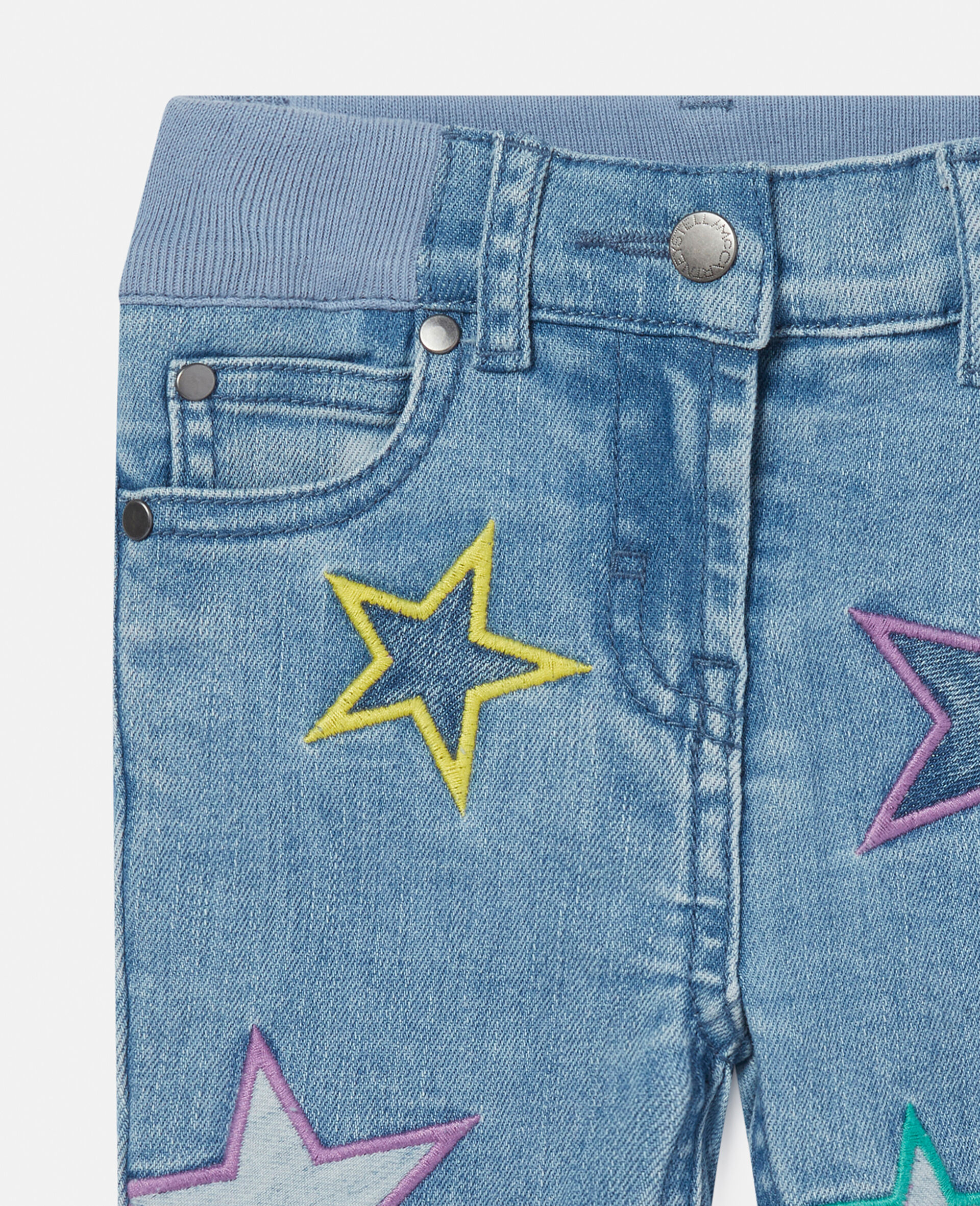 Star Embroidered Denim Trousers-Blue-large image number 1