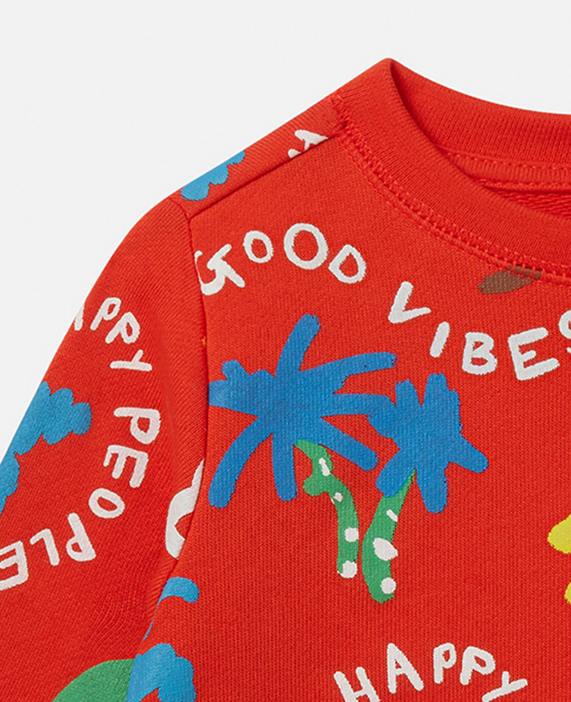 Good Vibes Palm Print Sweatshirt-Red-large Good Vibes Palm Print Sweatshirt-Red-large image number 1