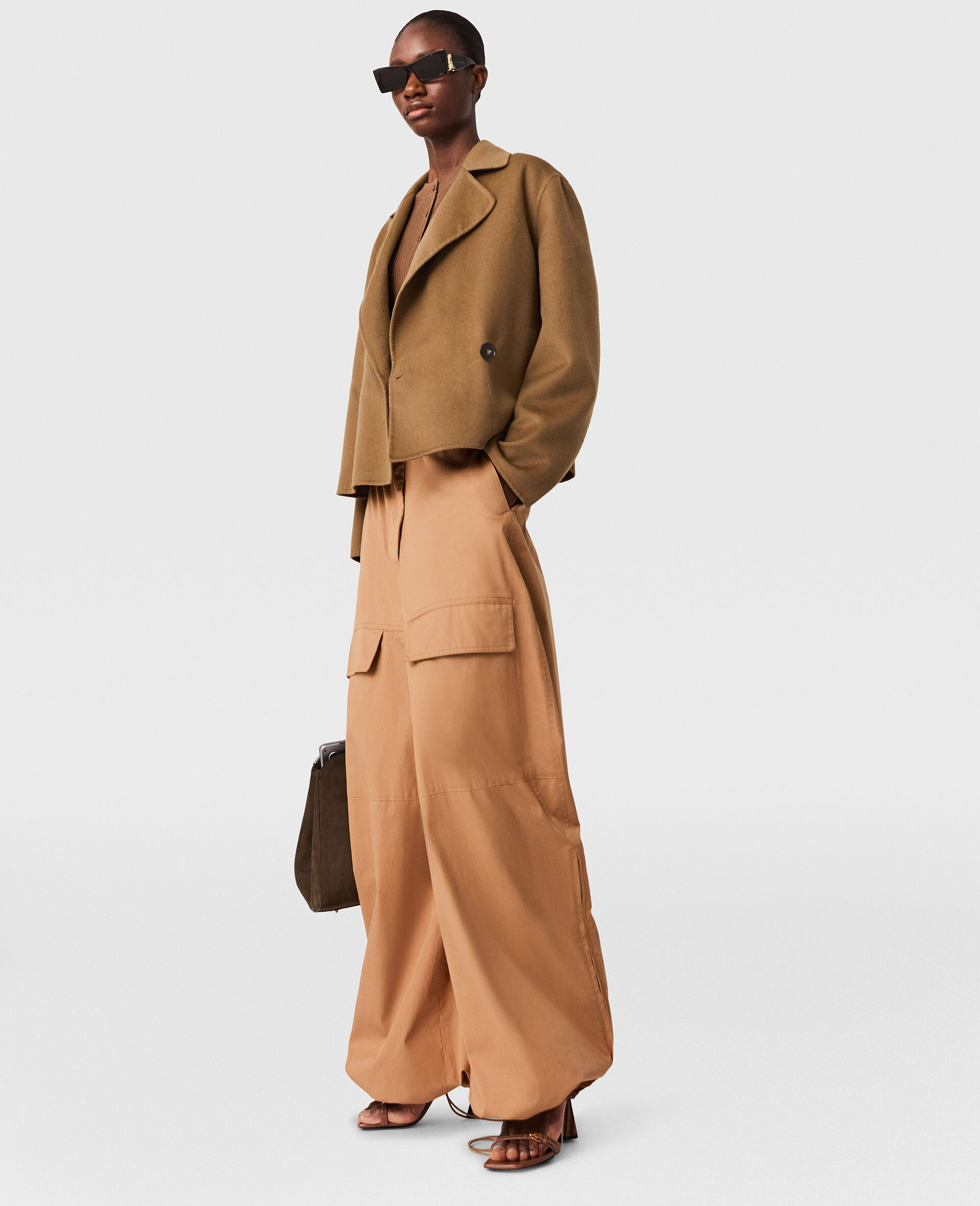Wide-Leg Cargo Trousers-Brown-large image number 5