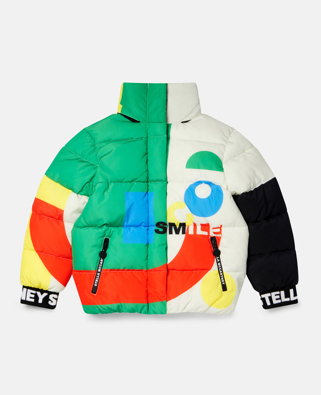Boys Multicolour Abstract Smile Print Puffer Jacket