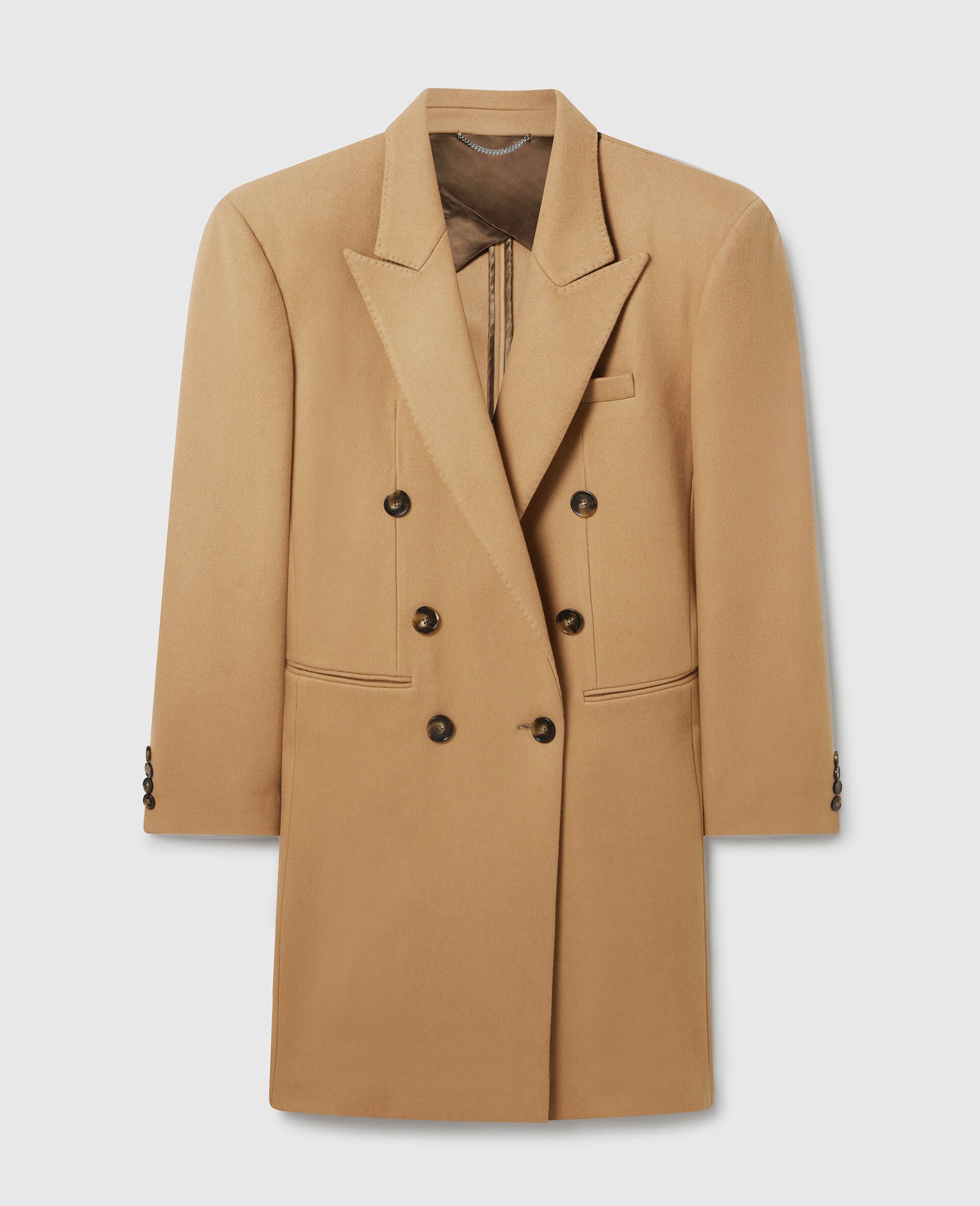 Double-Breasted Mid-Length Coat-Brown-medium