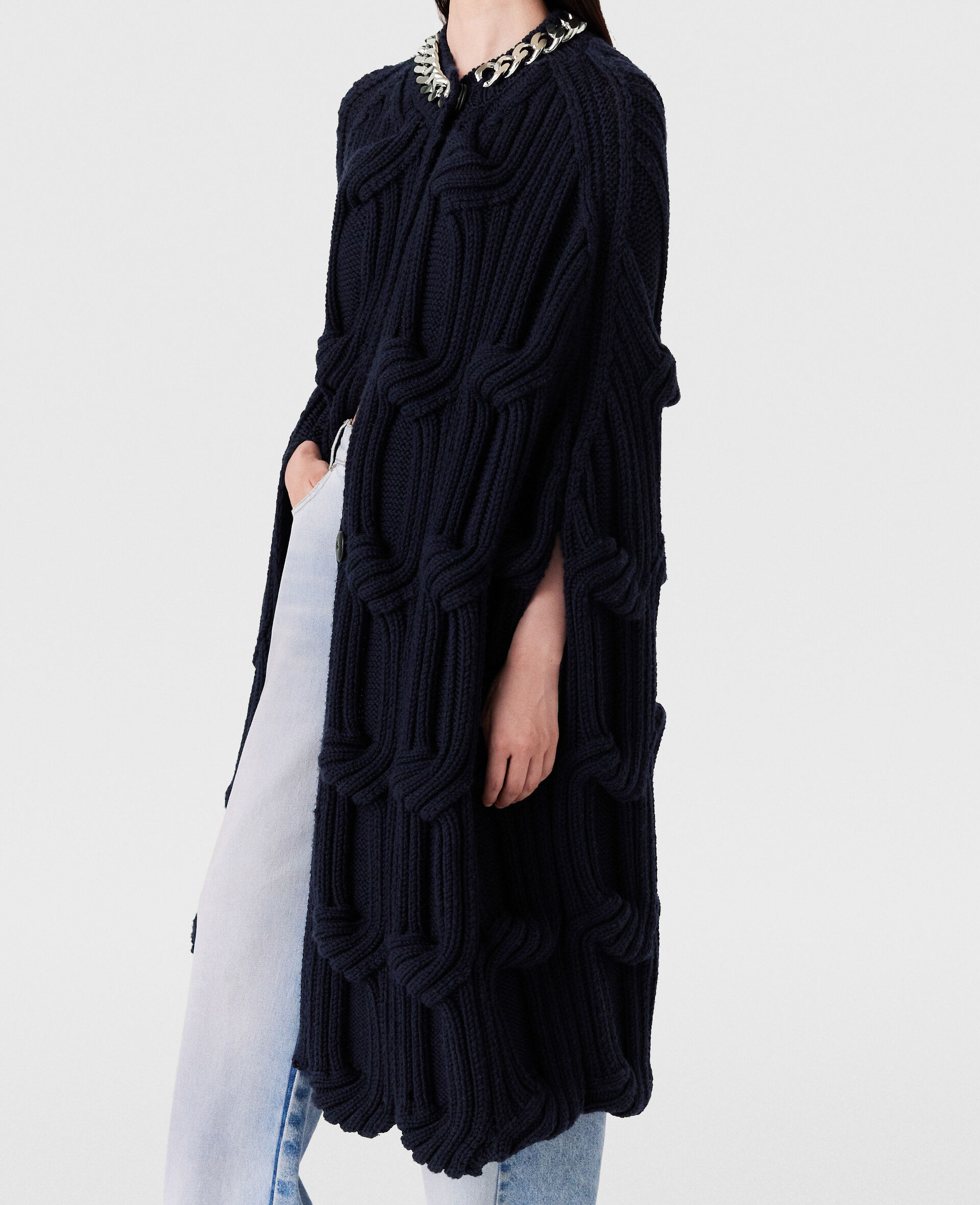 Falabella Chain Cable-Knit Cape-Blue-large Falabella Chain Cable-Knit Cape-Blue-large image number 2