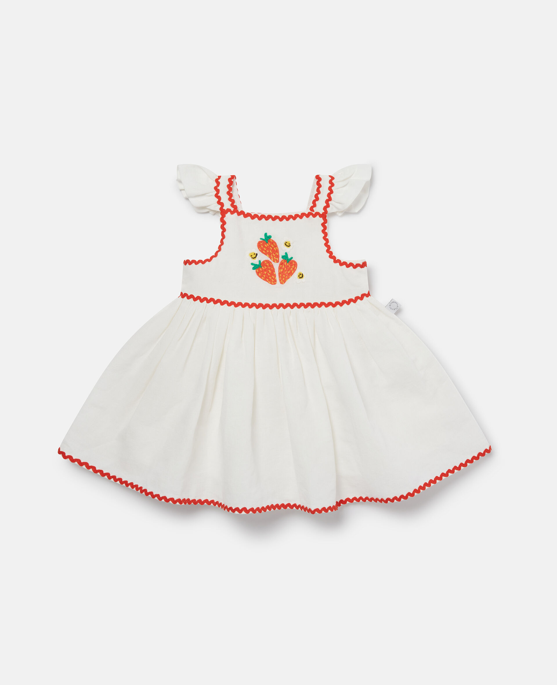 Strawberry Embroidered Cap-Sleeve Dress-Cream-large image number 0
