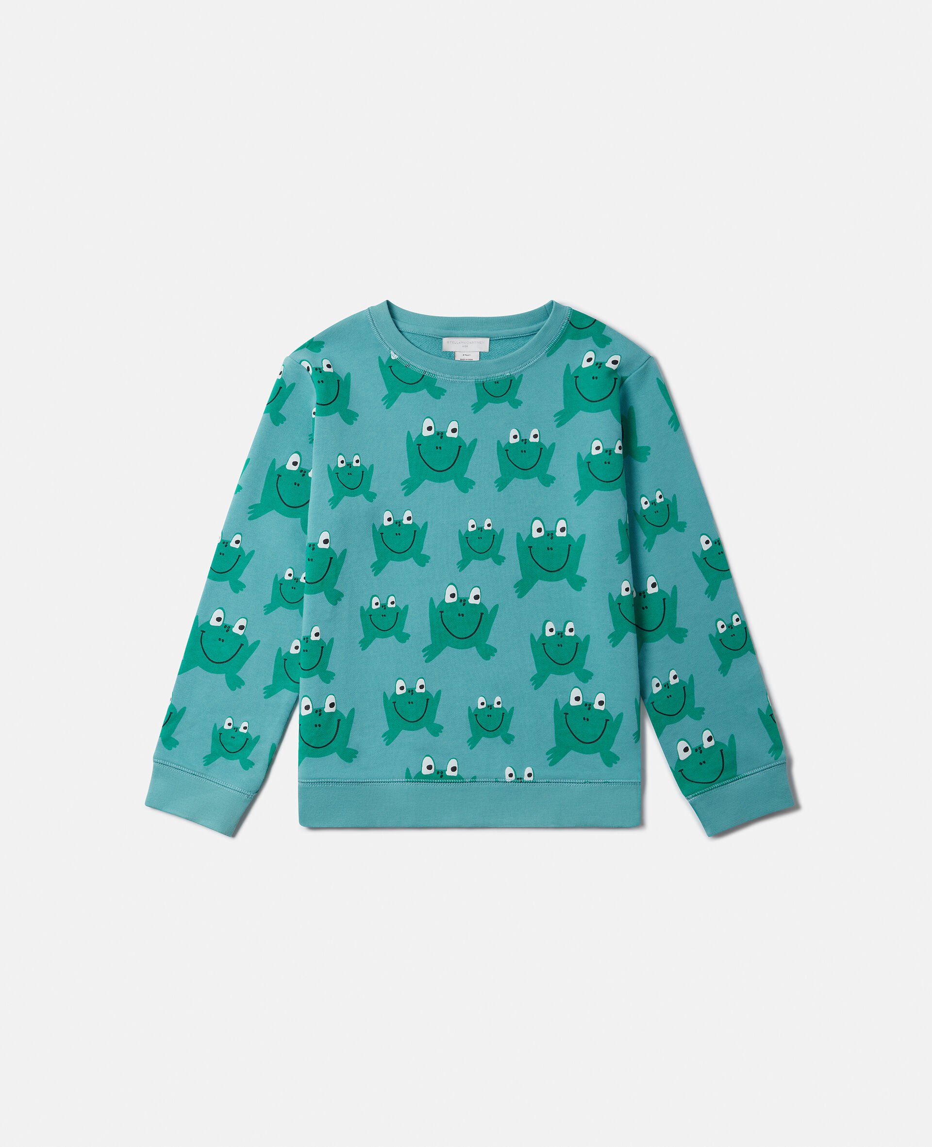 Frog Print Crewneck Sweatshirt-Blue-large image number 0