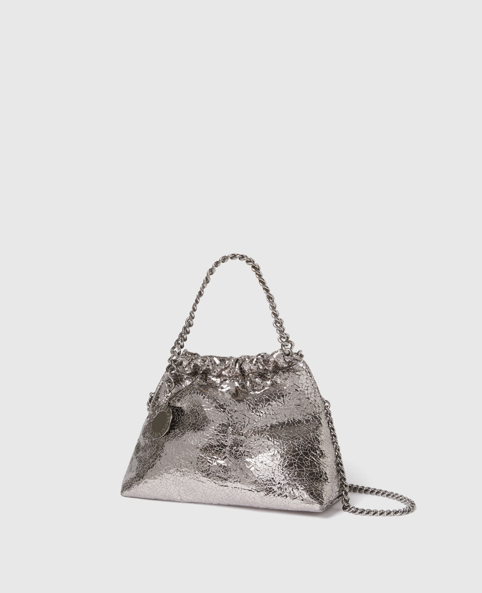 Falabella Cracked Metallic Drawstring Crossbody Bag-Silver-large image number 2