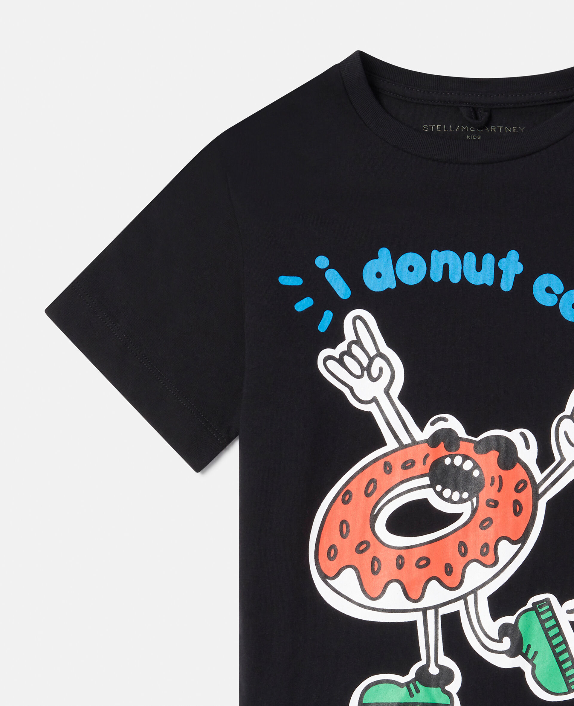 'I Donut Care' プリントTシャツ-ブラック-large image number 1