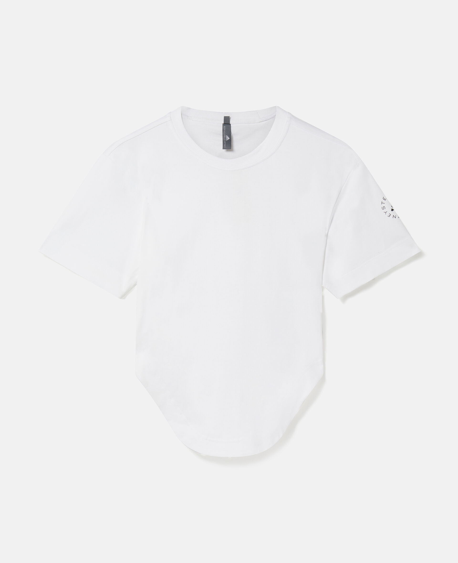 TrueCasuals Sportswear Curved Hem T-Shirt-White-medium