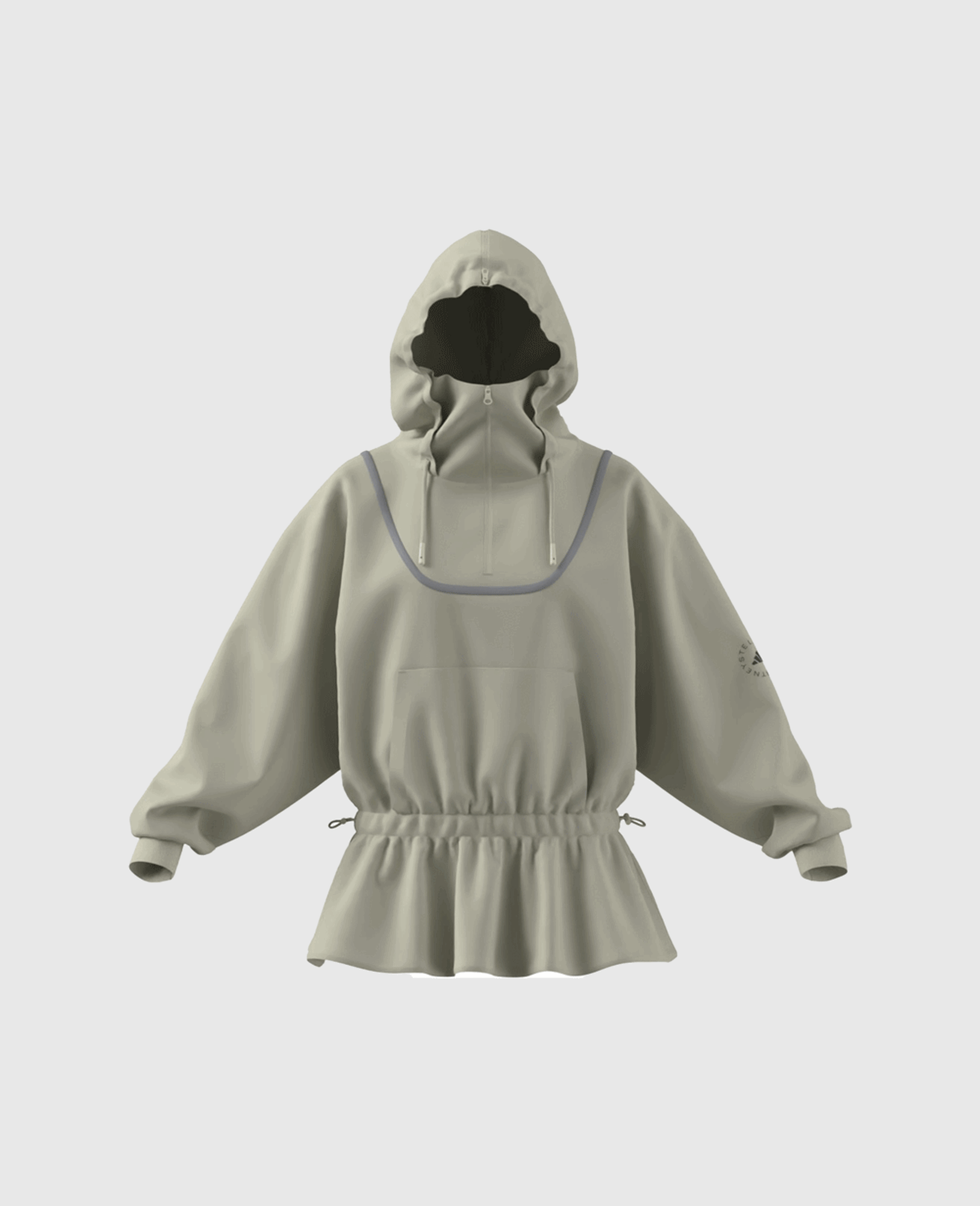 Logo Peplum Hoodie-Beige-large image number 7