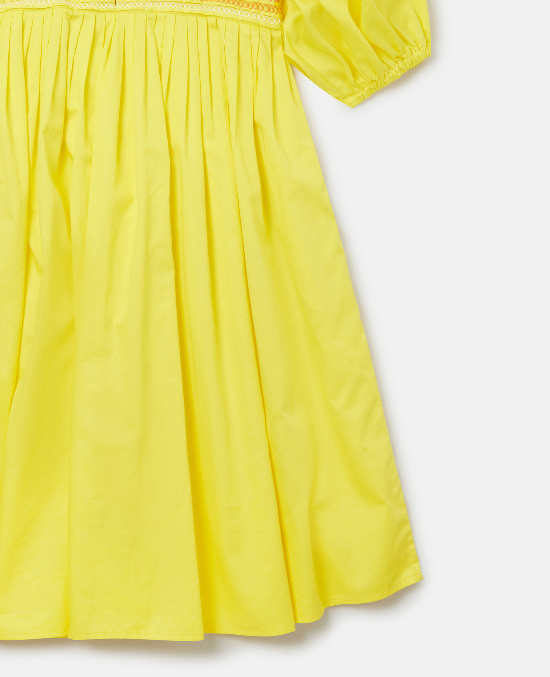 Flower Line Embroidery Smock Dress-Yellow-large image number 3