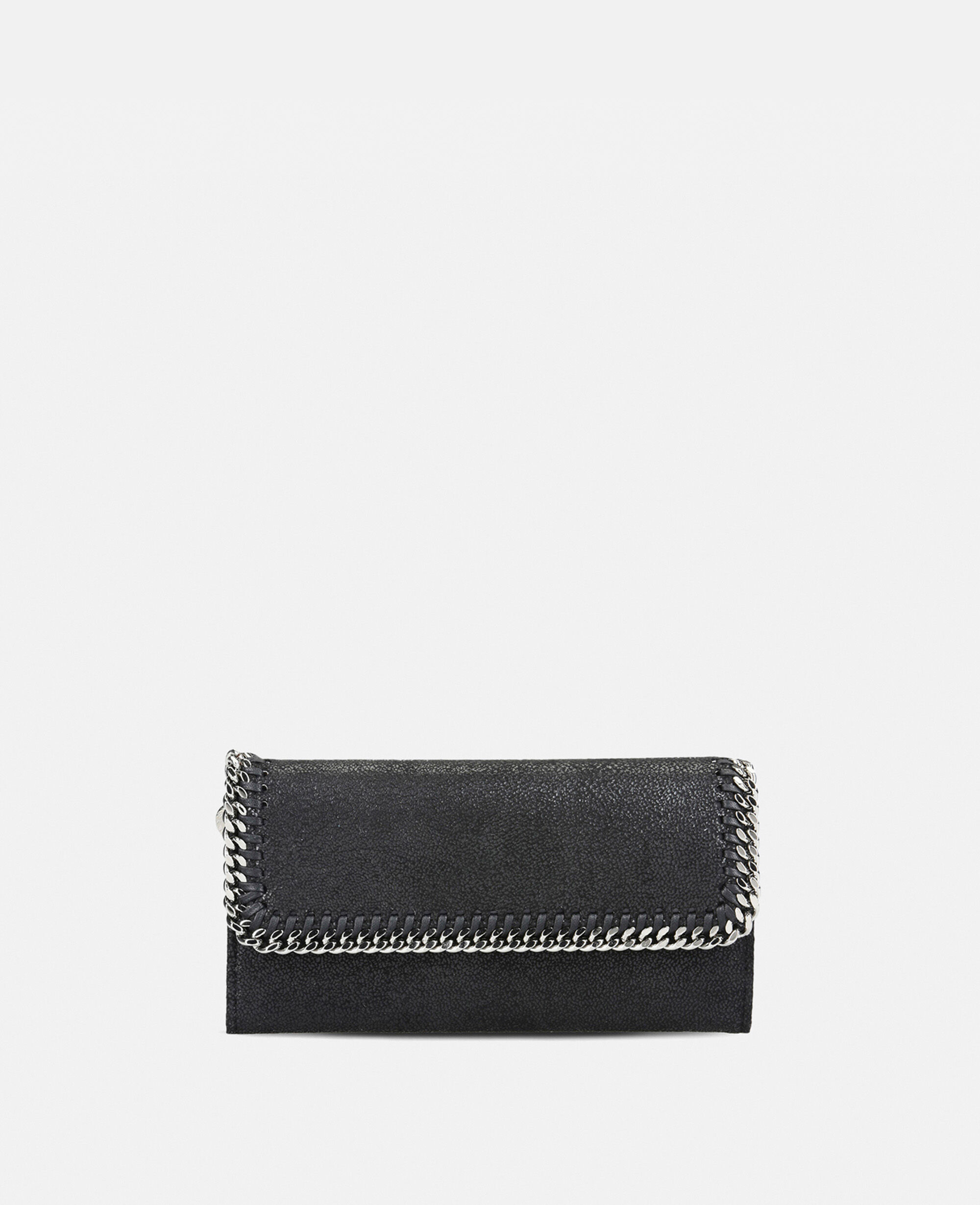 Women Black Falabella Flap Continental Wallet | Stella McCartney US