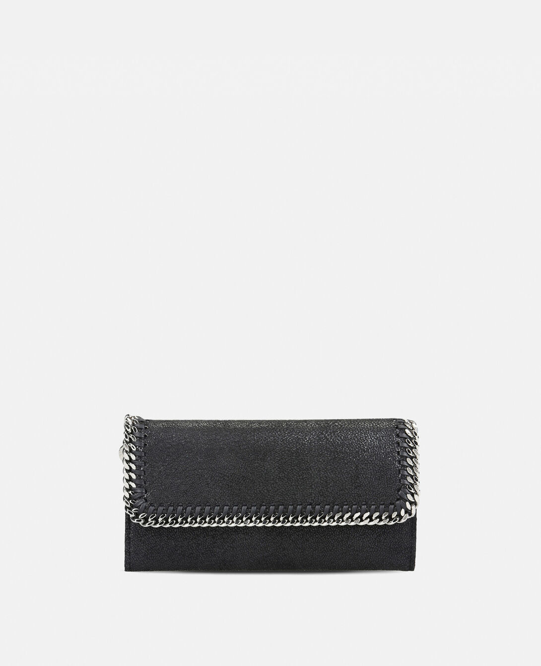 Women Black Falabella Flap Continental Wallet | Stella McCartney US