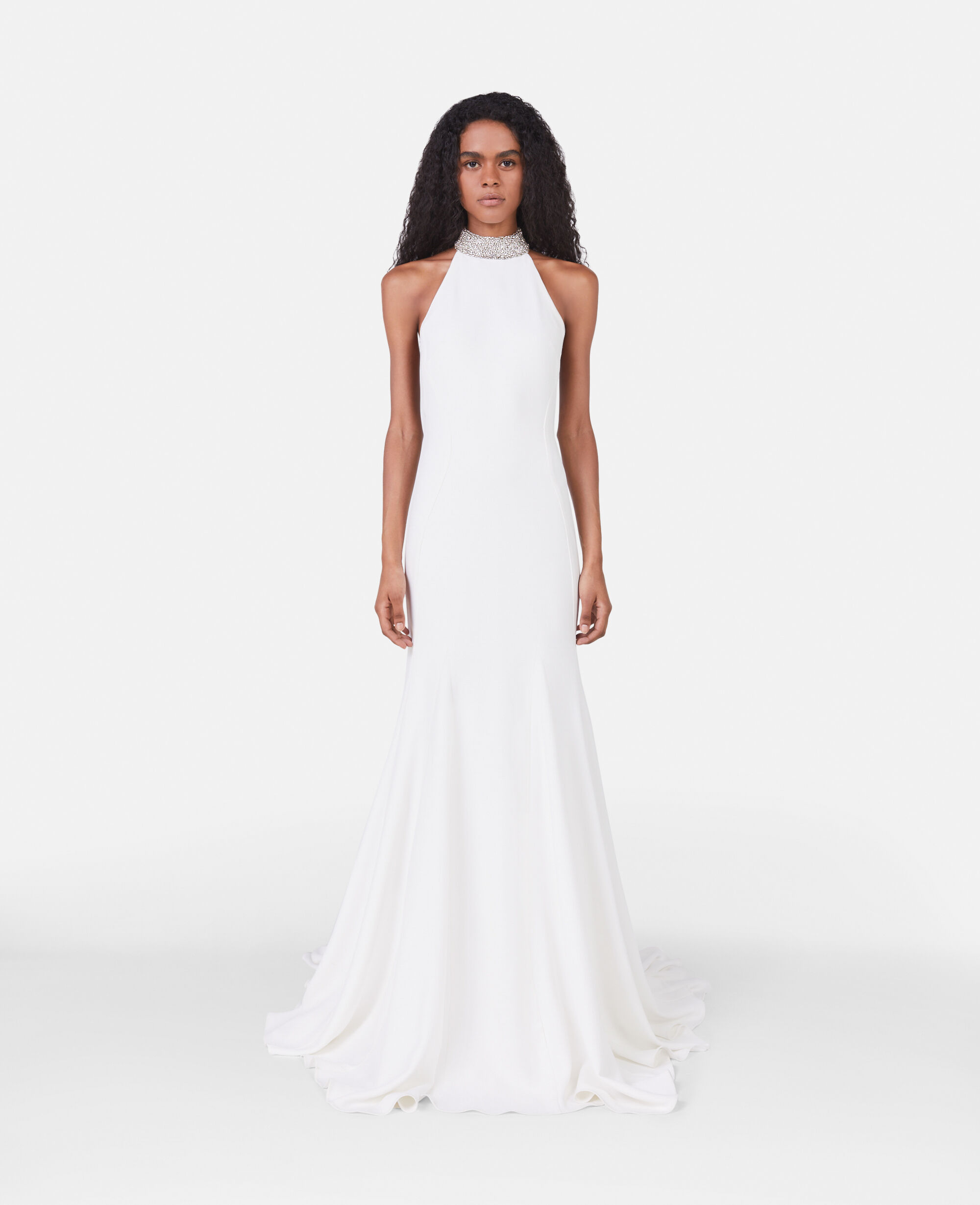 Women White Crystal Halterneck Bridal Gown Stella McCartney ES