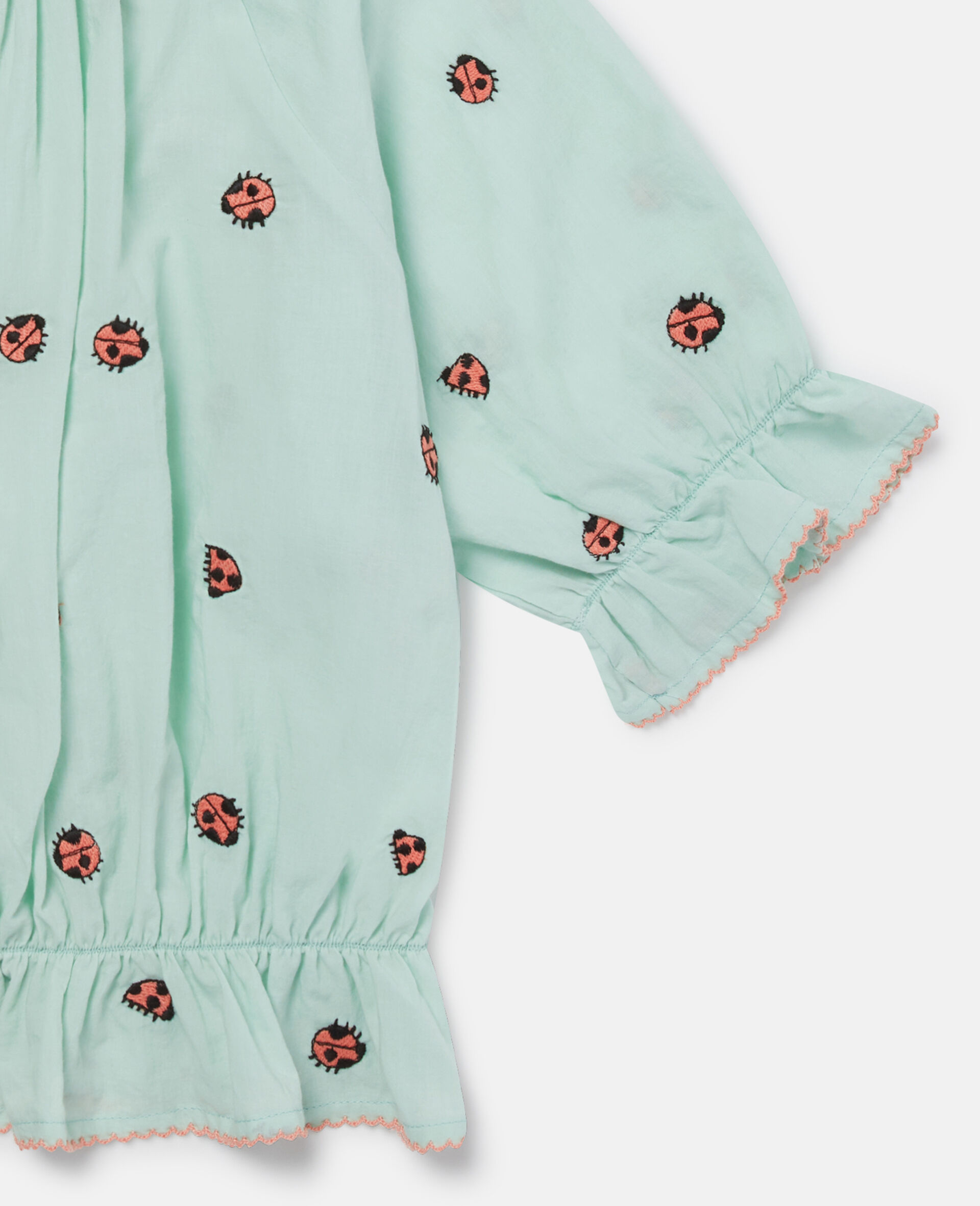 Ladybird Short-Sleeve Pleated Trim Top -Green-large image number 3