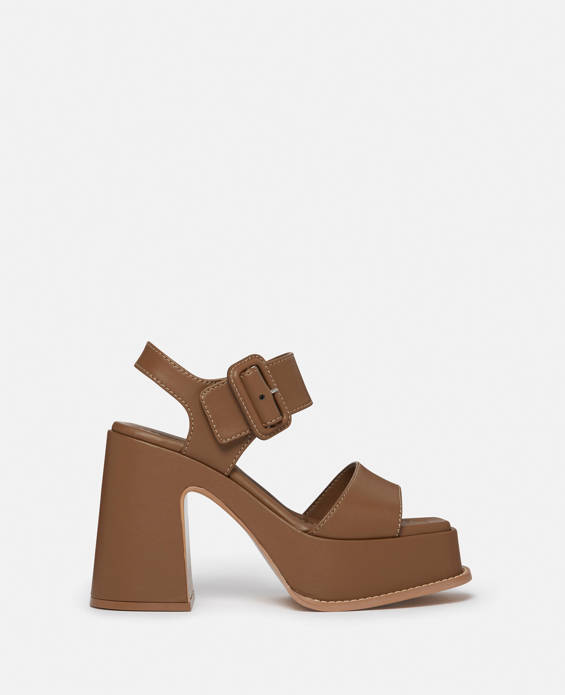 Skyla Buckled Platform Sandals-Brown-model