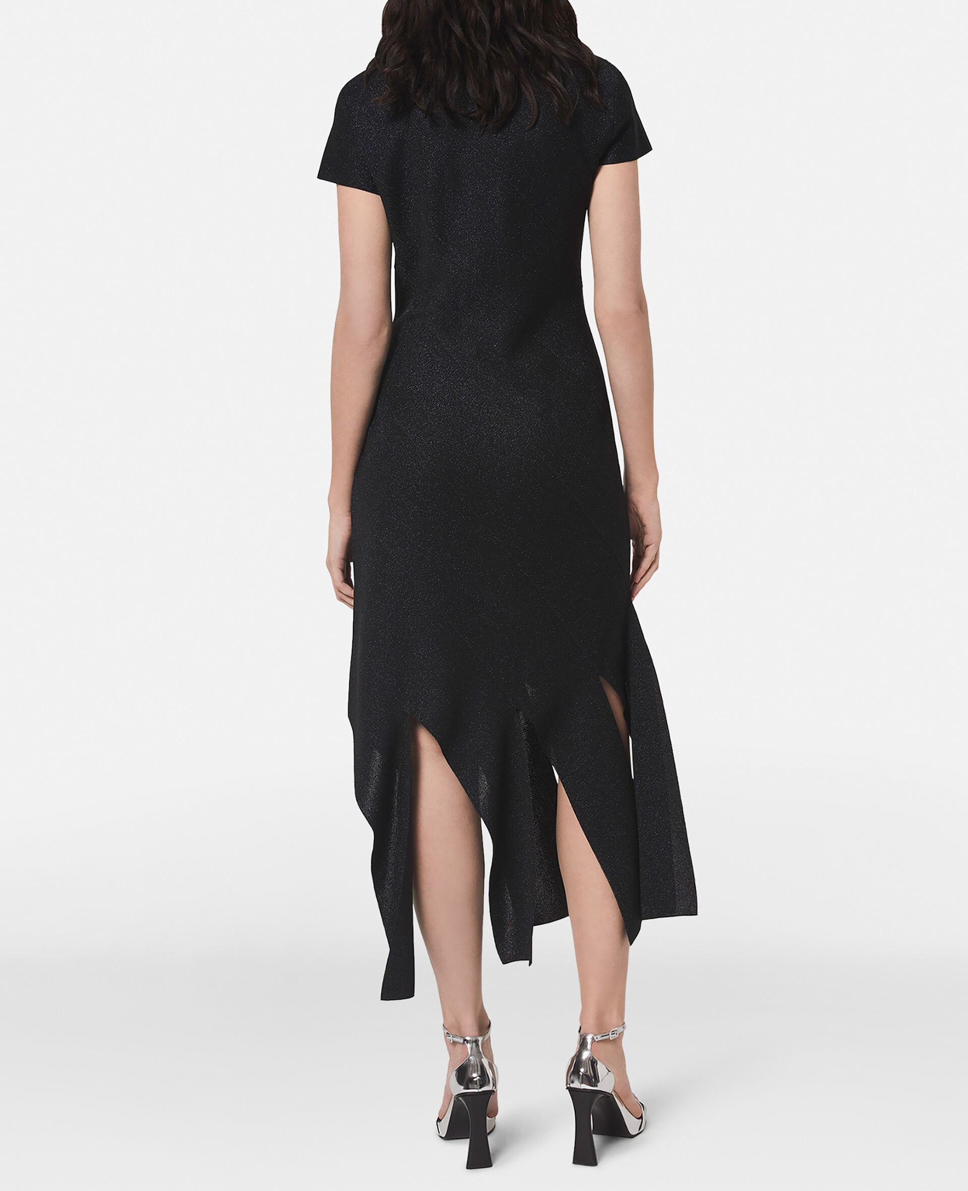 Lurex Rib Knit Midi Dress-Red-large image number 2