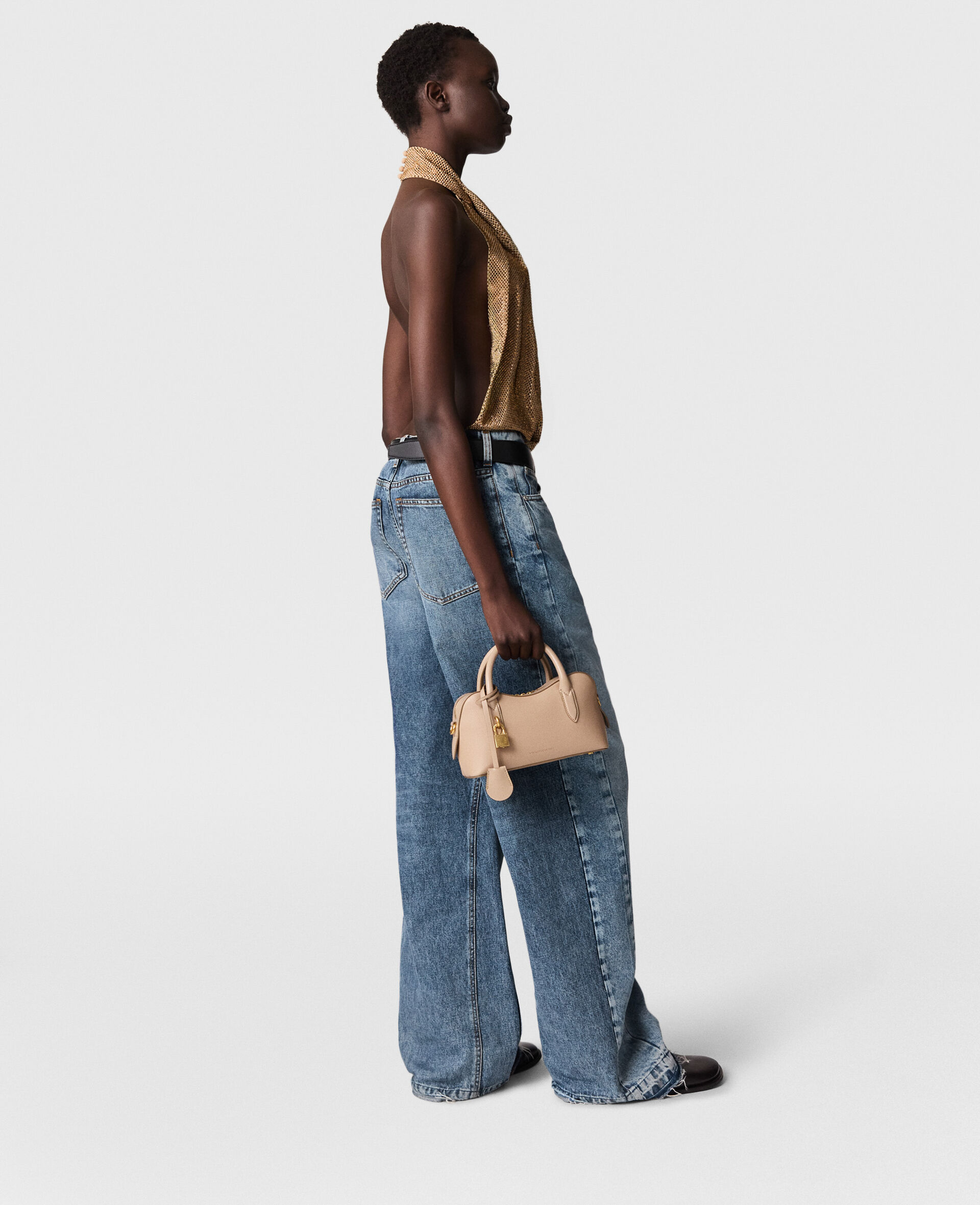 Two-Tone Wash Slouchy Straight Leg Jeans-Blue-large image number 2