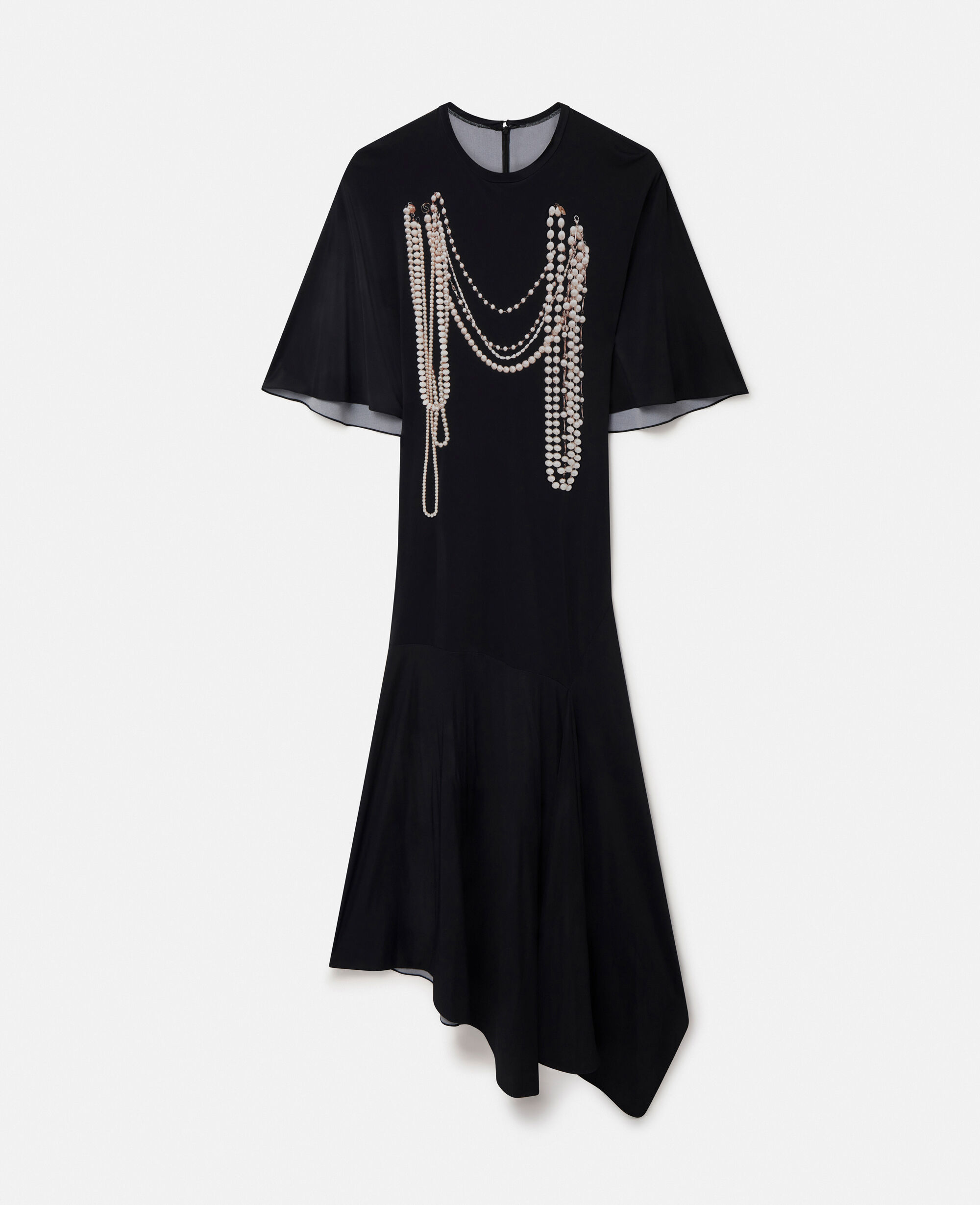 Women Black Pearl Trompe L oeil Print Midi Dress Stella McCartney GB