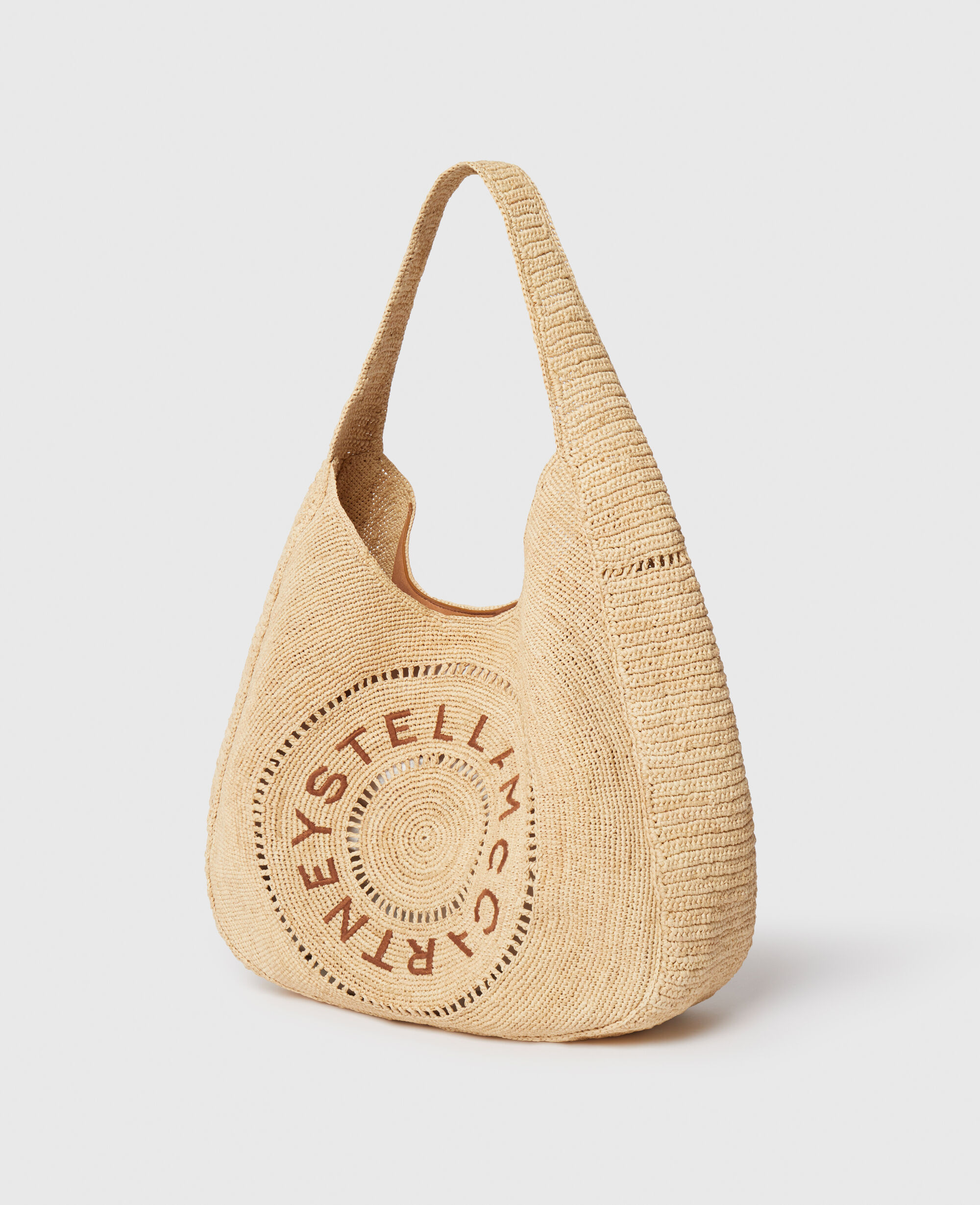 Women Natural Logo Raffia Slouchy Large Tote Bag | Stella