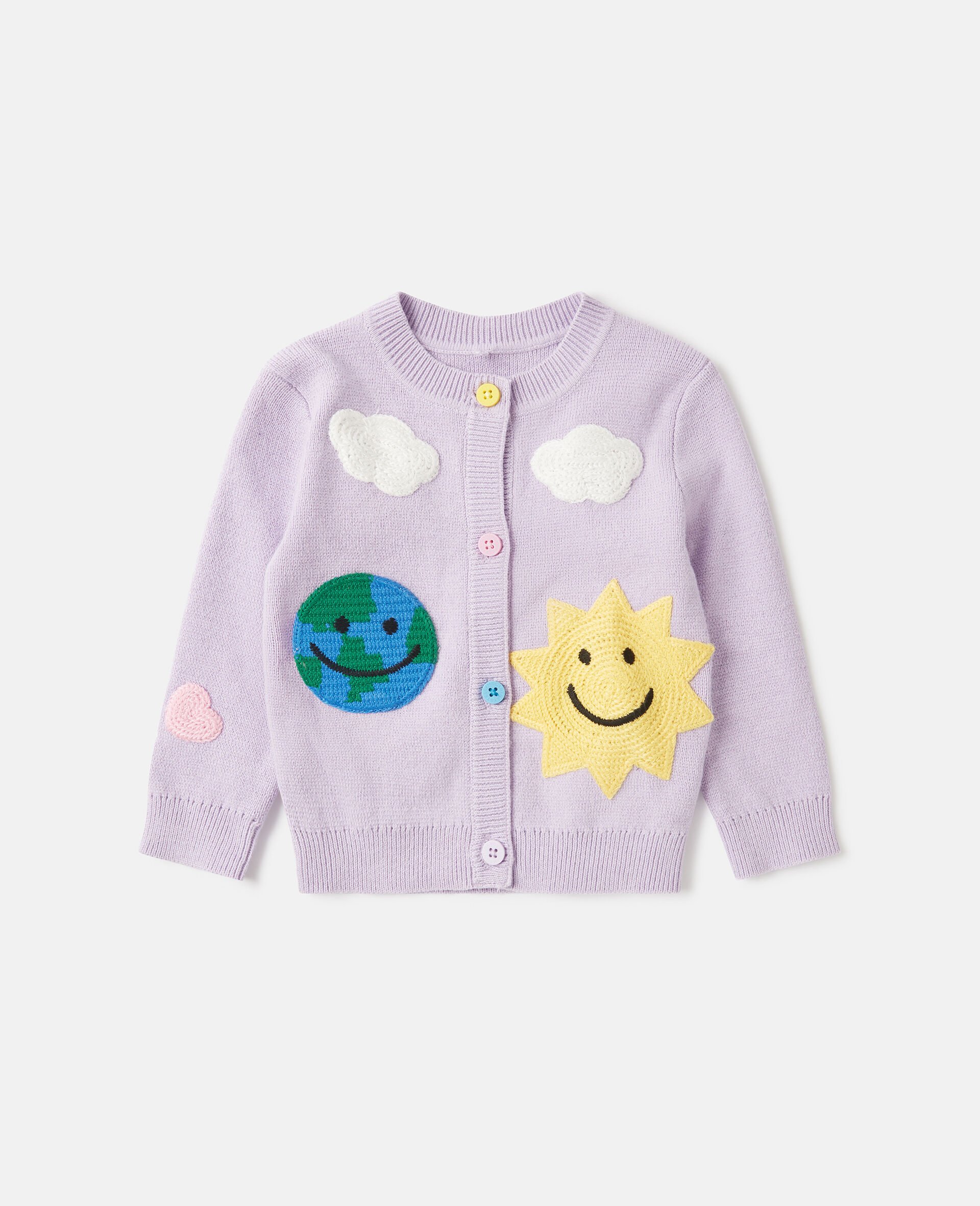 Cardigan Ricamato con Grafica Amici della Terra-Viola-medium
