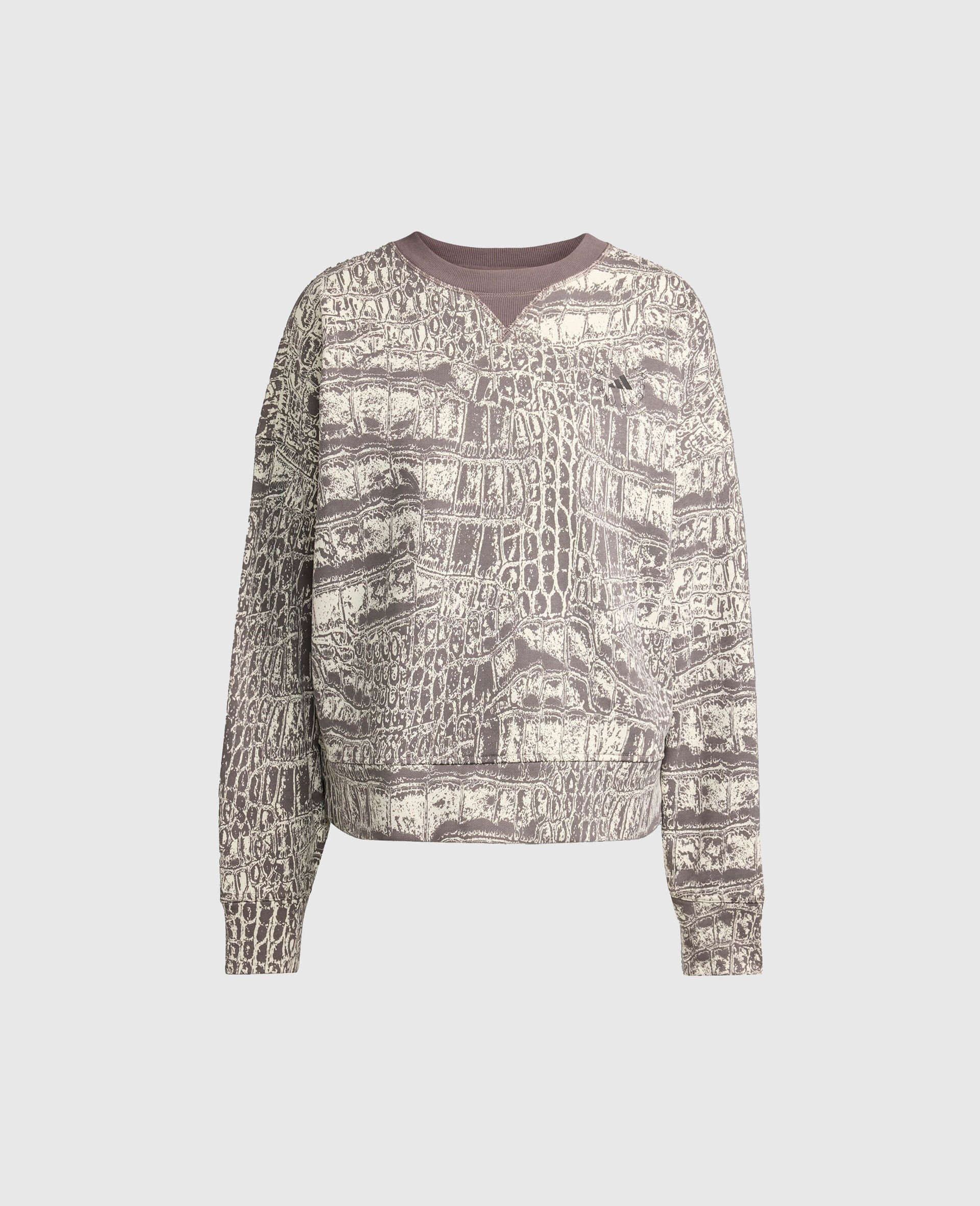 Logo Graphic Print Crewneck Sweatshirt-Beige-medium