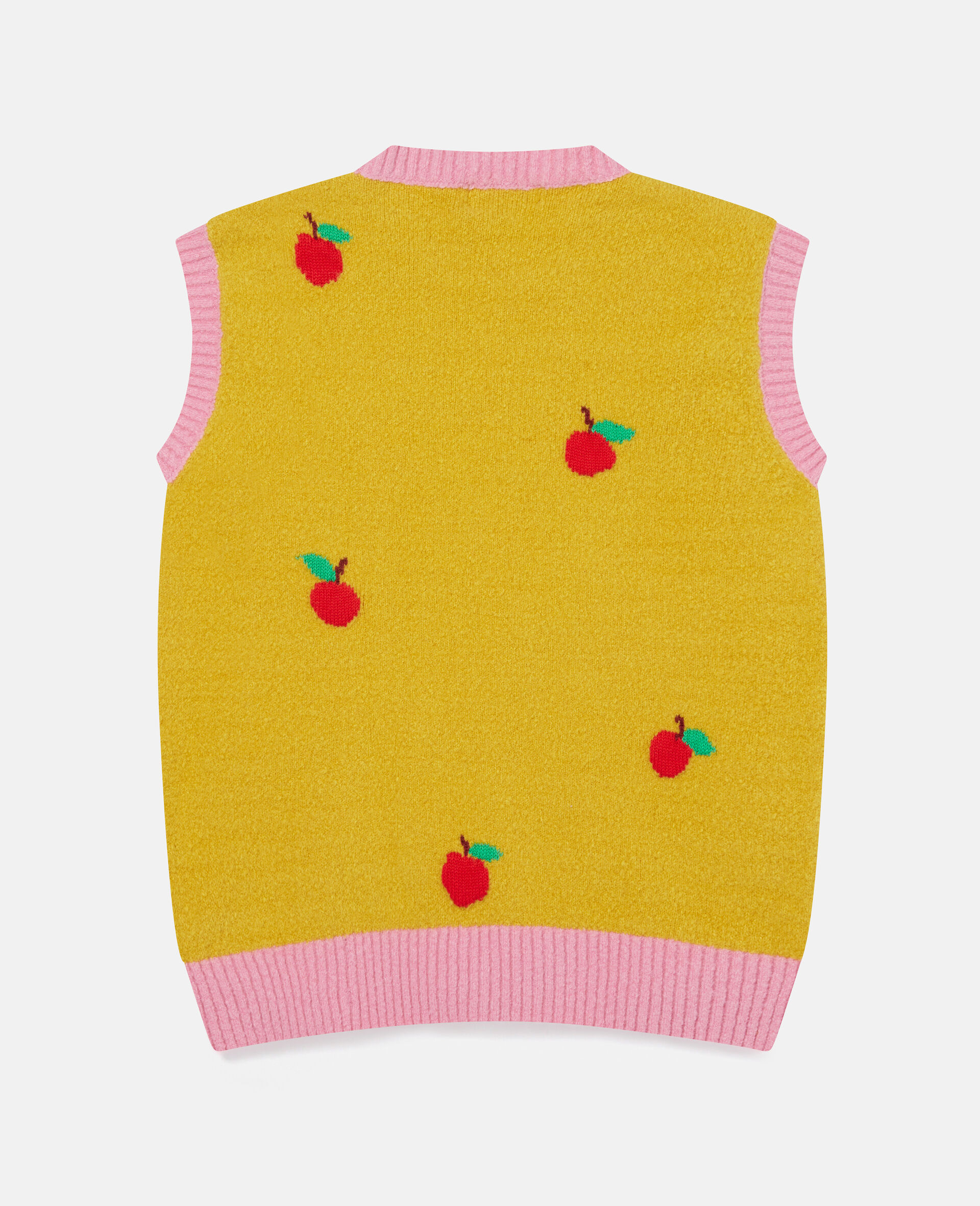 Apple Knit Intarsia Vest-Yellow-large image number 2
