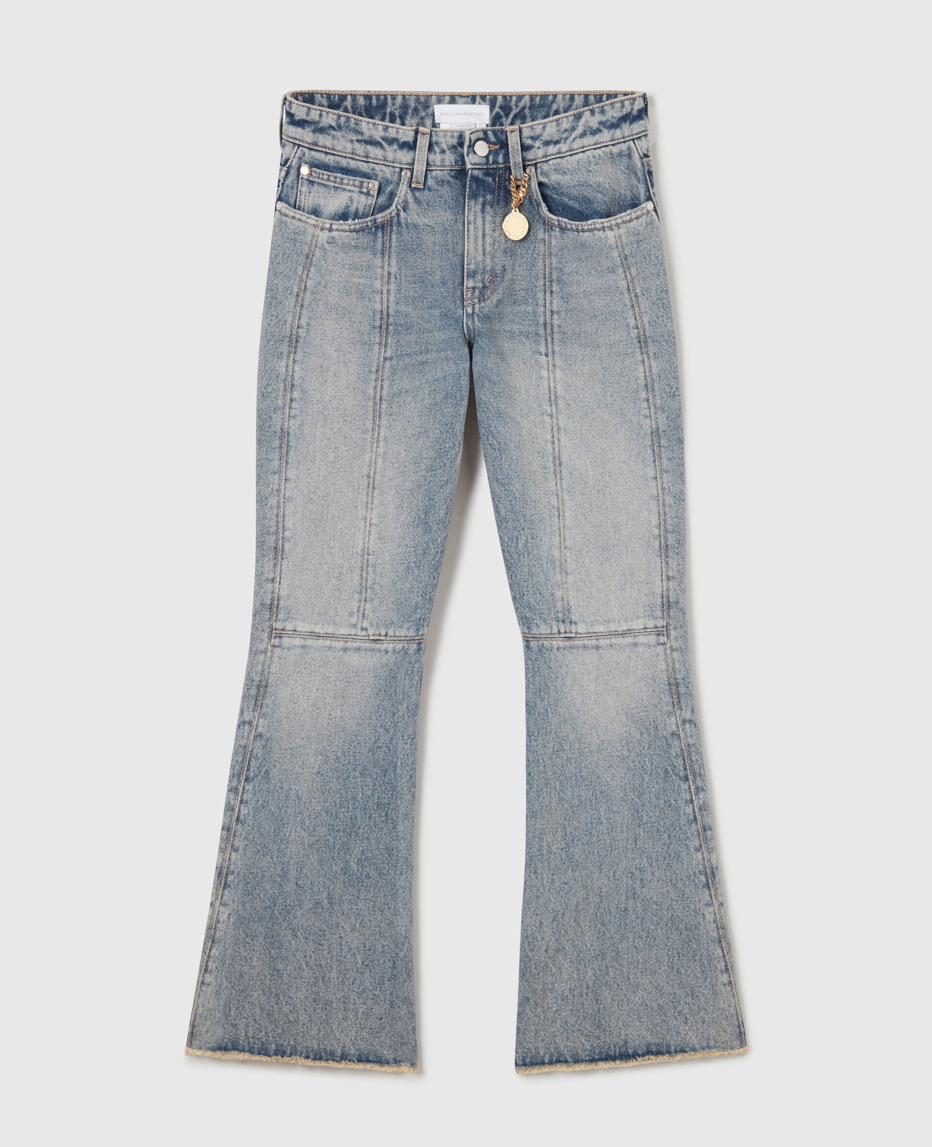 Vintage Wash Kick-Flare Jeans-Blue-medium