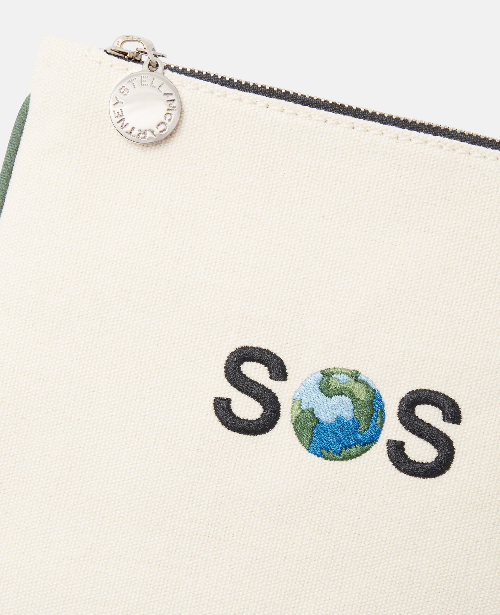 SOS Embroidered Zip Cardholder-Blanc-large image number 4