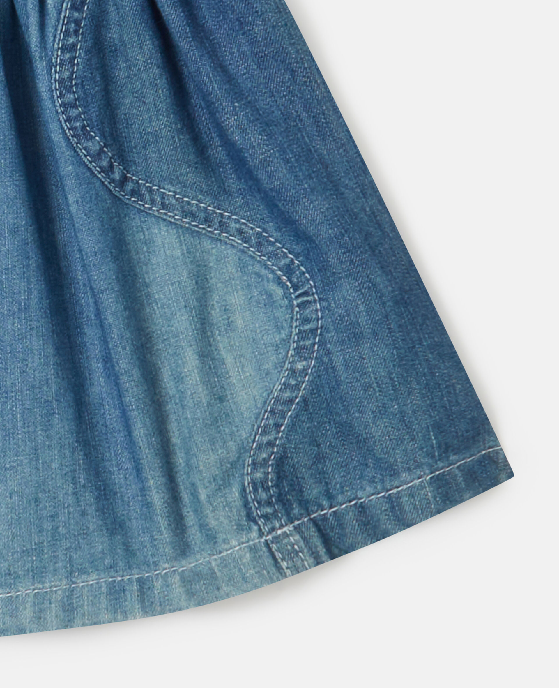 Denim Tiered Dress-Multicolour-large image number 3