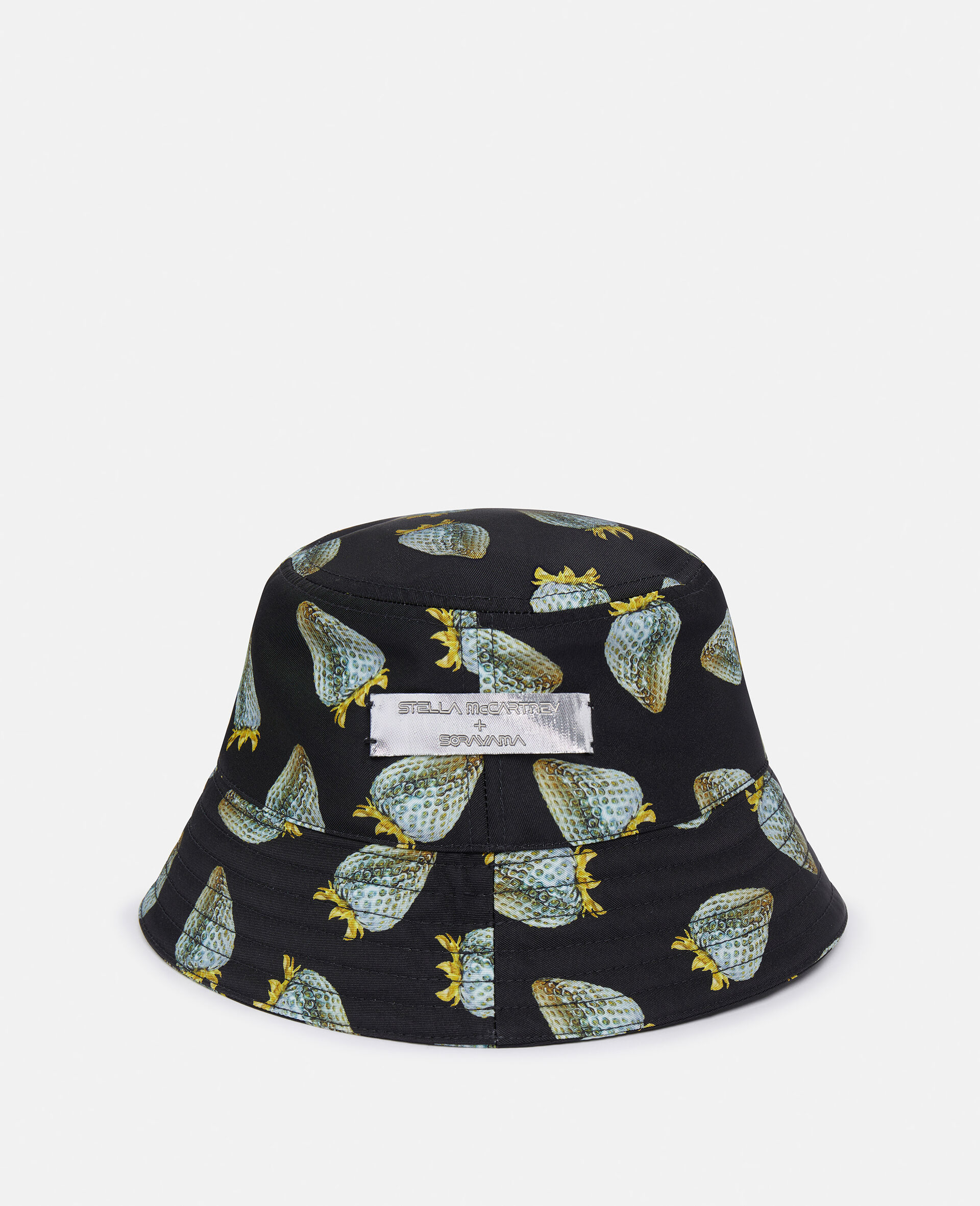 Strawberry-Print Regenerated Nylon Bucket Hat-Black-large image number 0