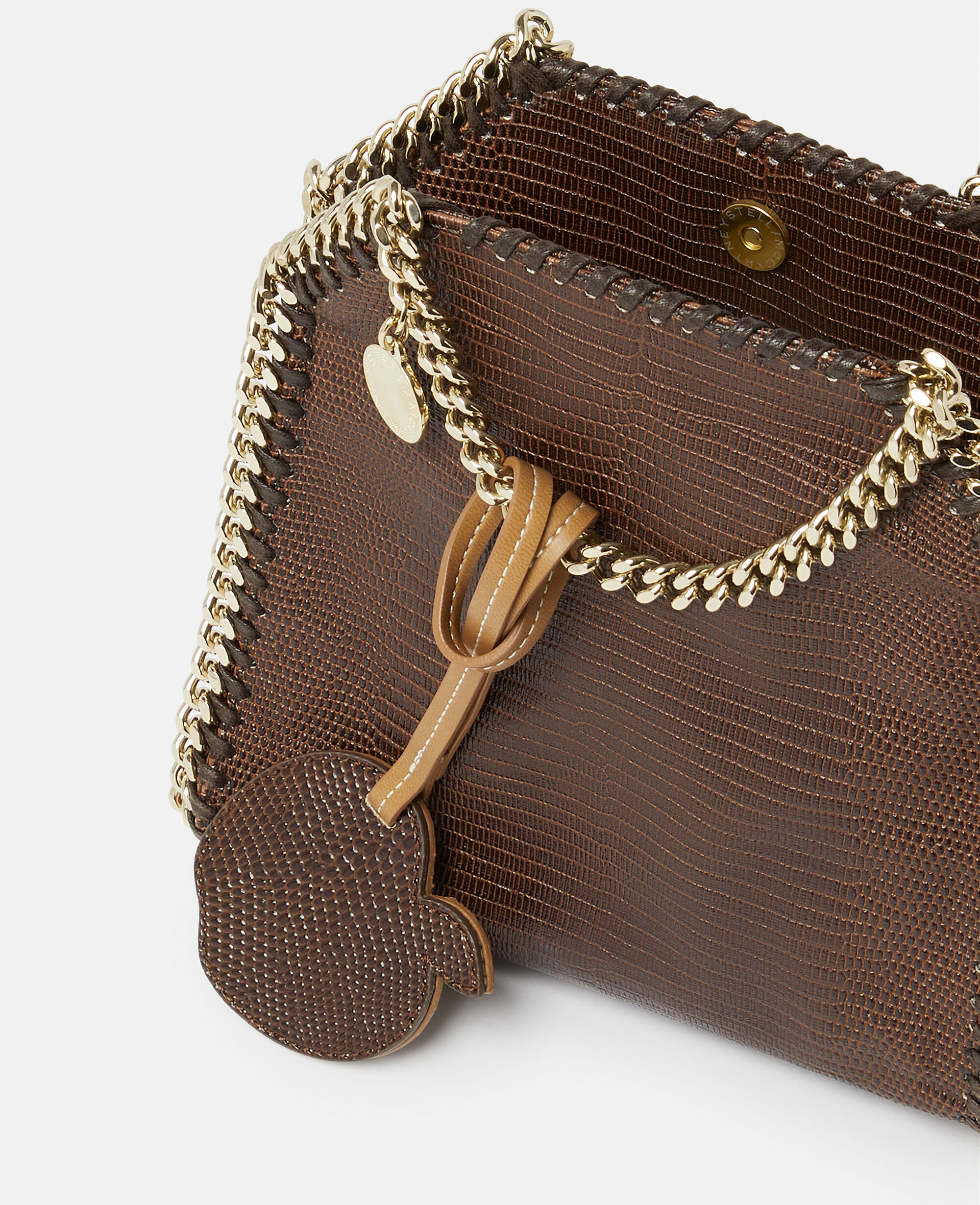 Women Chocolate brown Falabella Scale-Embossed Tiny Tote Bag