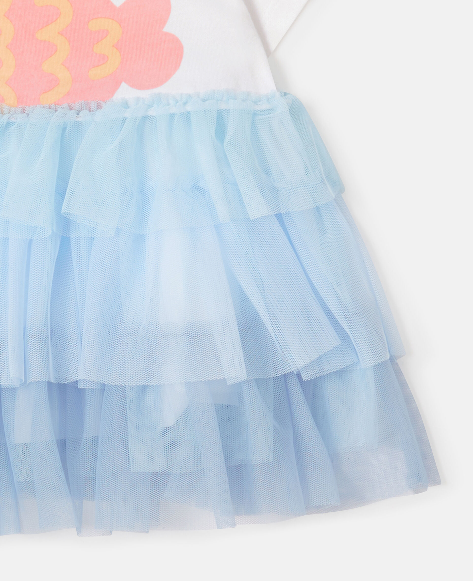 Fish Graphic Tulle Dress-White-large image number 3