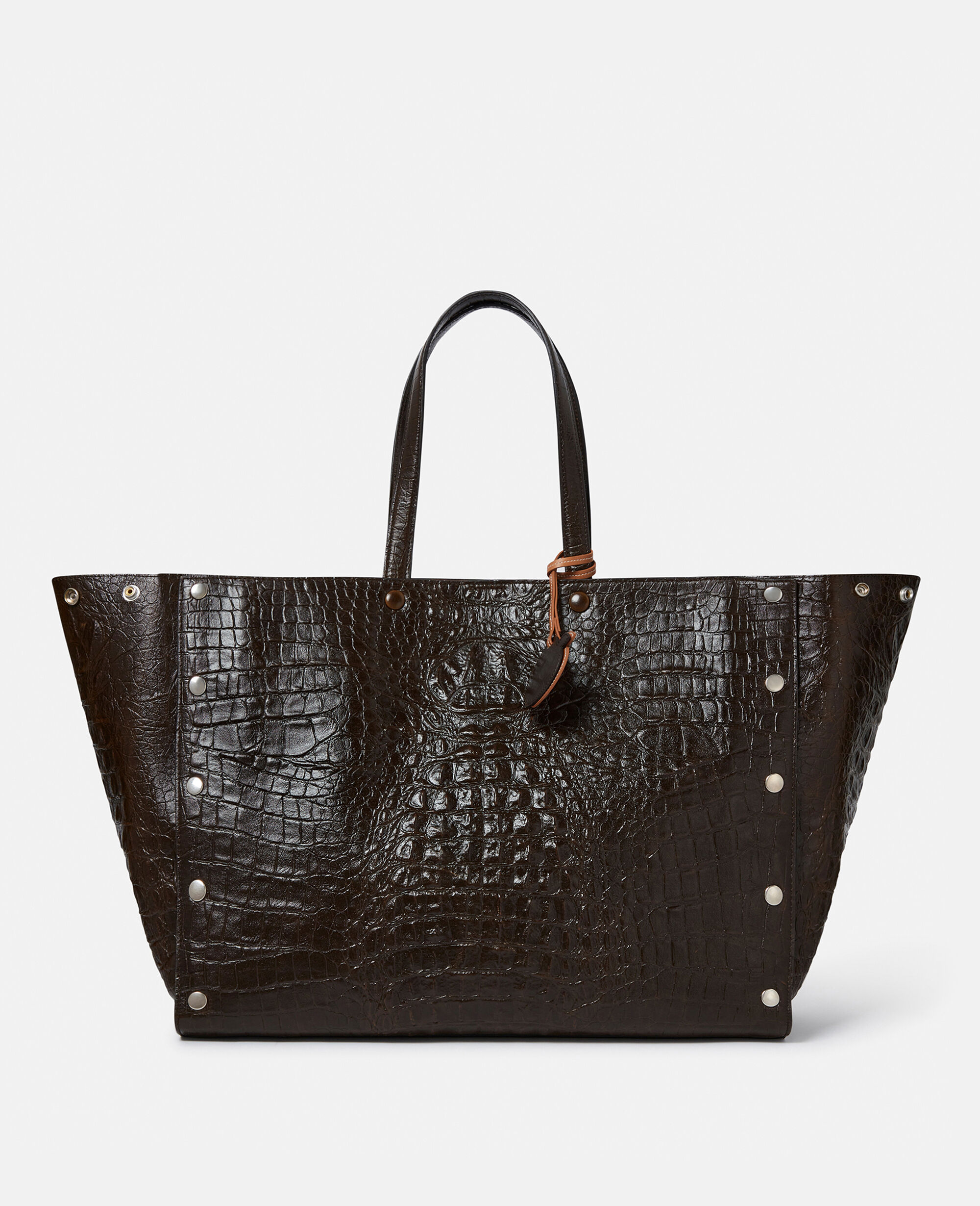 Women Coffee brown Stella Studs Large Croc Embossed Tote Bag Stella McCartney US
