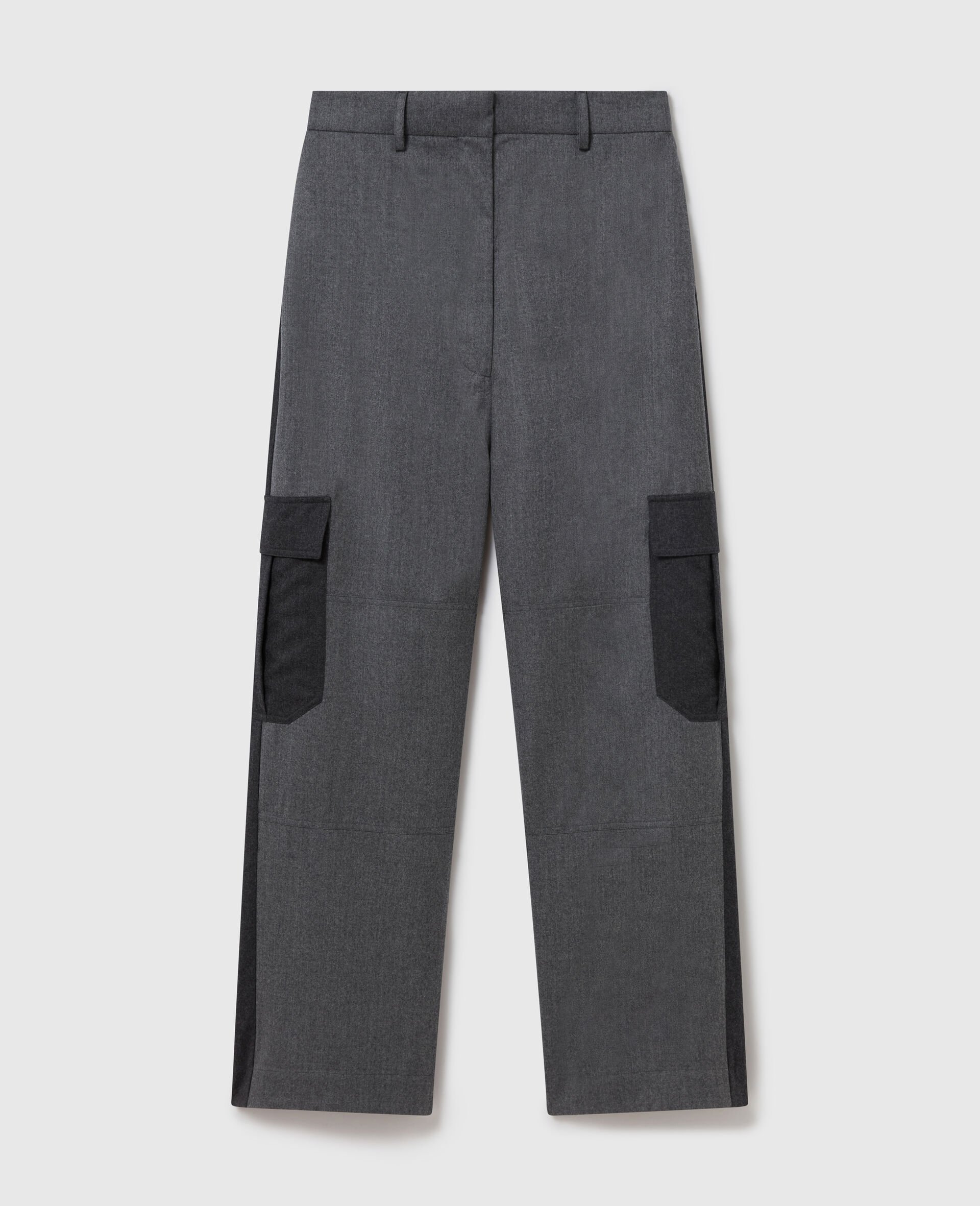 Panelled Slouchy Cargo Trousers-Grey-large image number 0