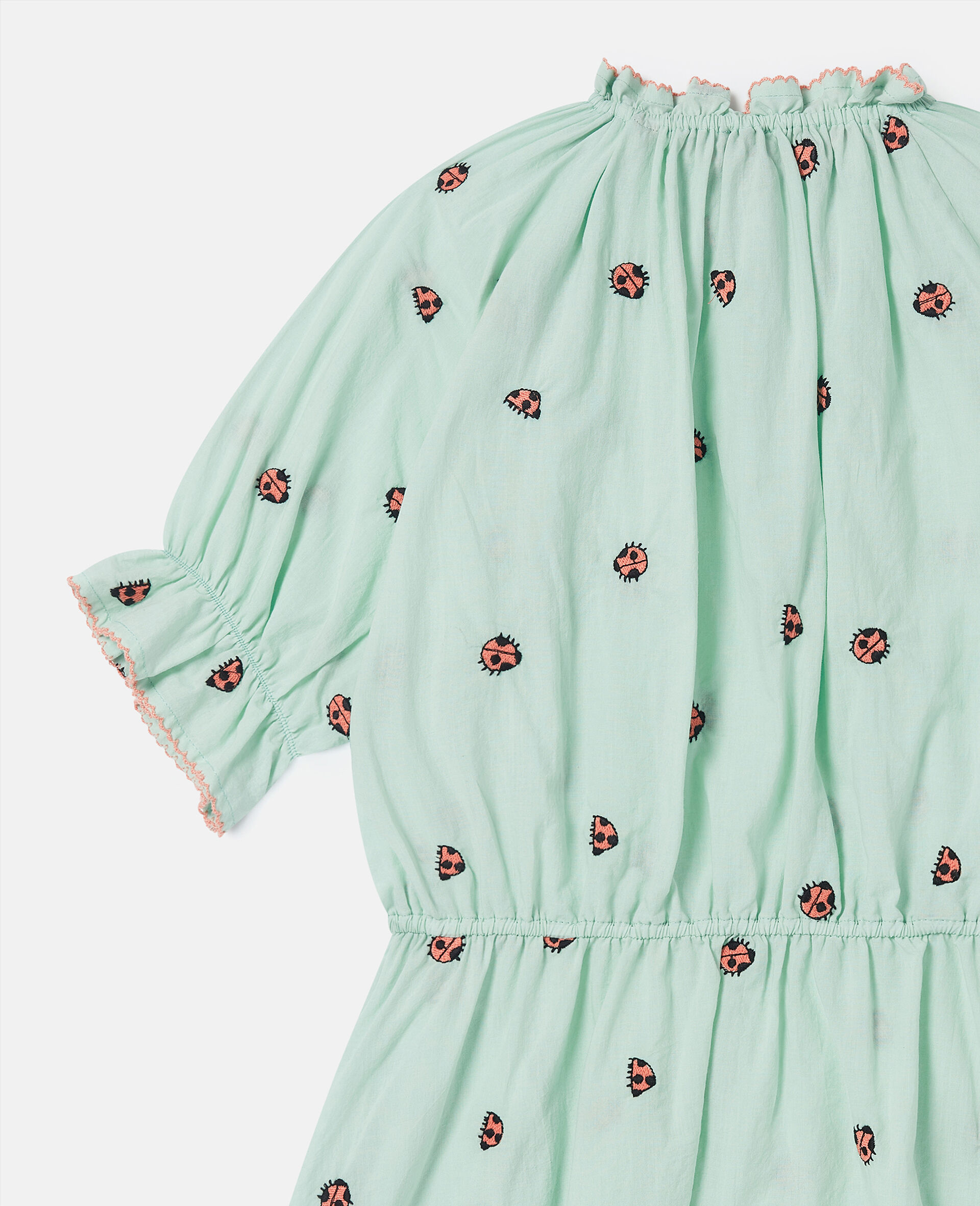 Faltenkleid mit kurzen Ärmeln und Marienkäfer-Grün-large Faltenkleid mit kurzen Ärmeln und Marienkäfer-Grün-large image number 1