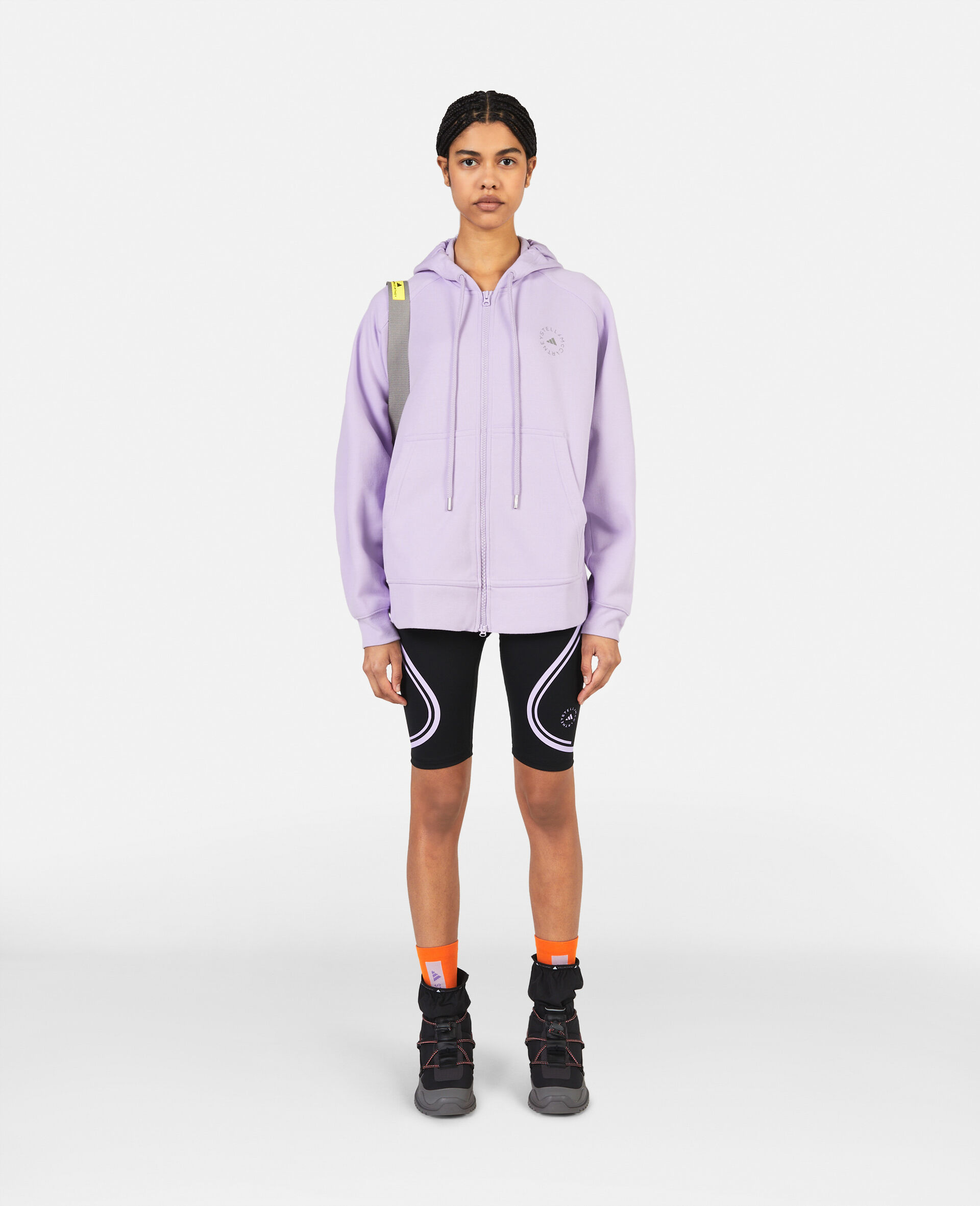 Logo Zip Hoodie-Purple-model Logo Zip Hoodie-Purple-model