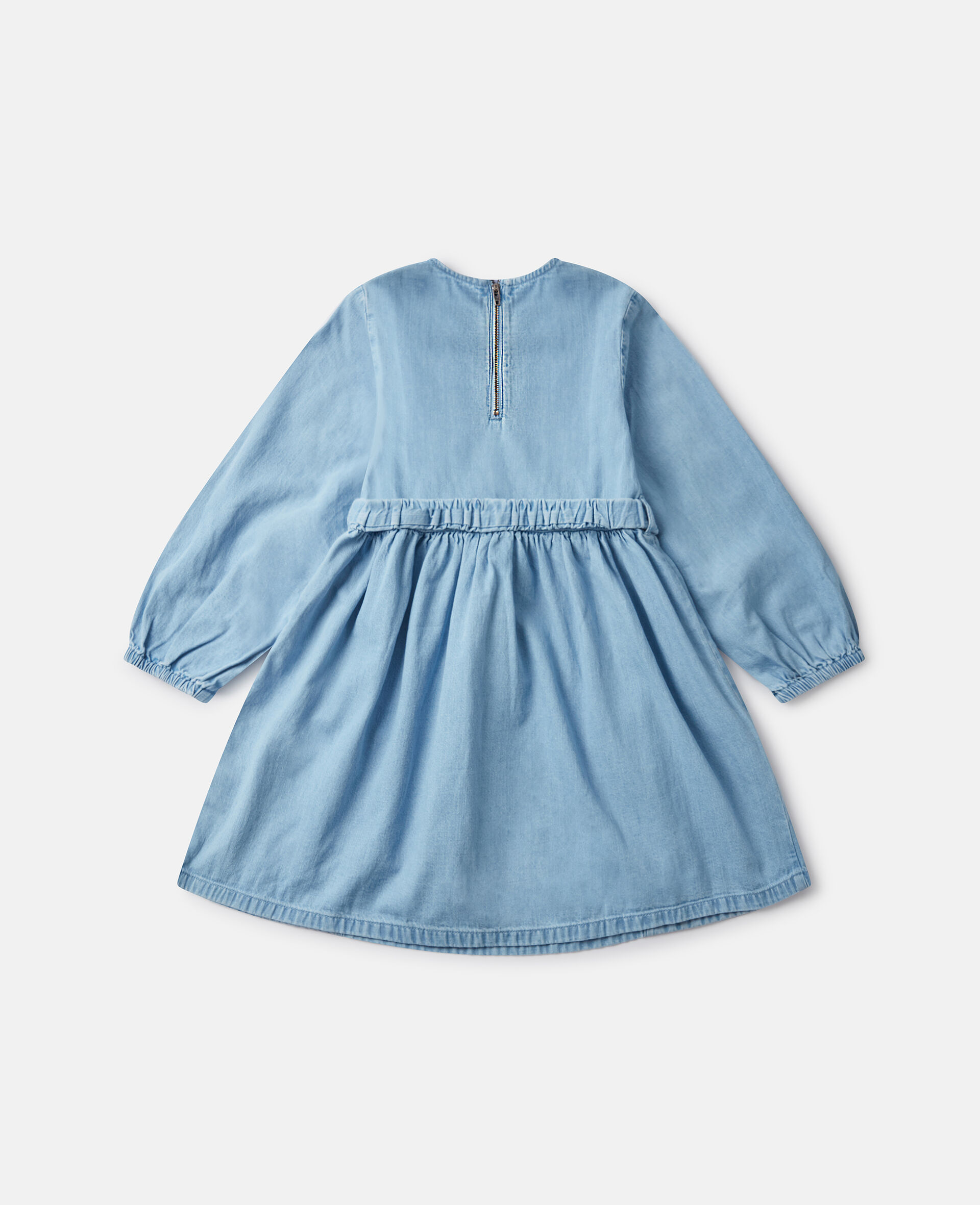 フラワーグラフィック バックル ロングスリーブ ドレス-ブルー-large image number 3