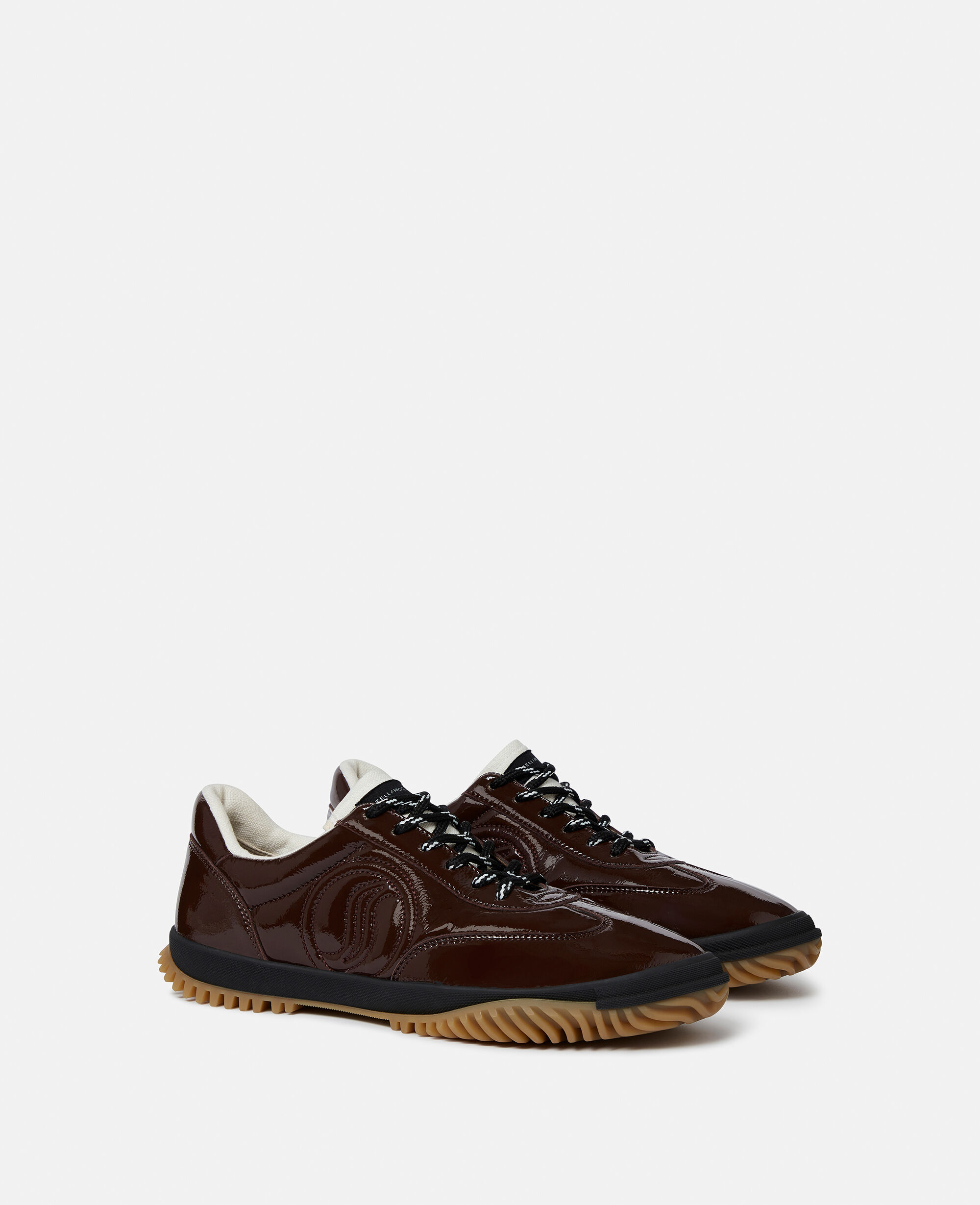 Women Mocha brown S-Wave Sport Paneled Sneakers | Stella