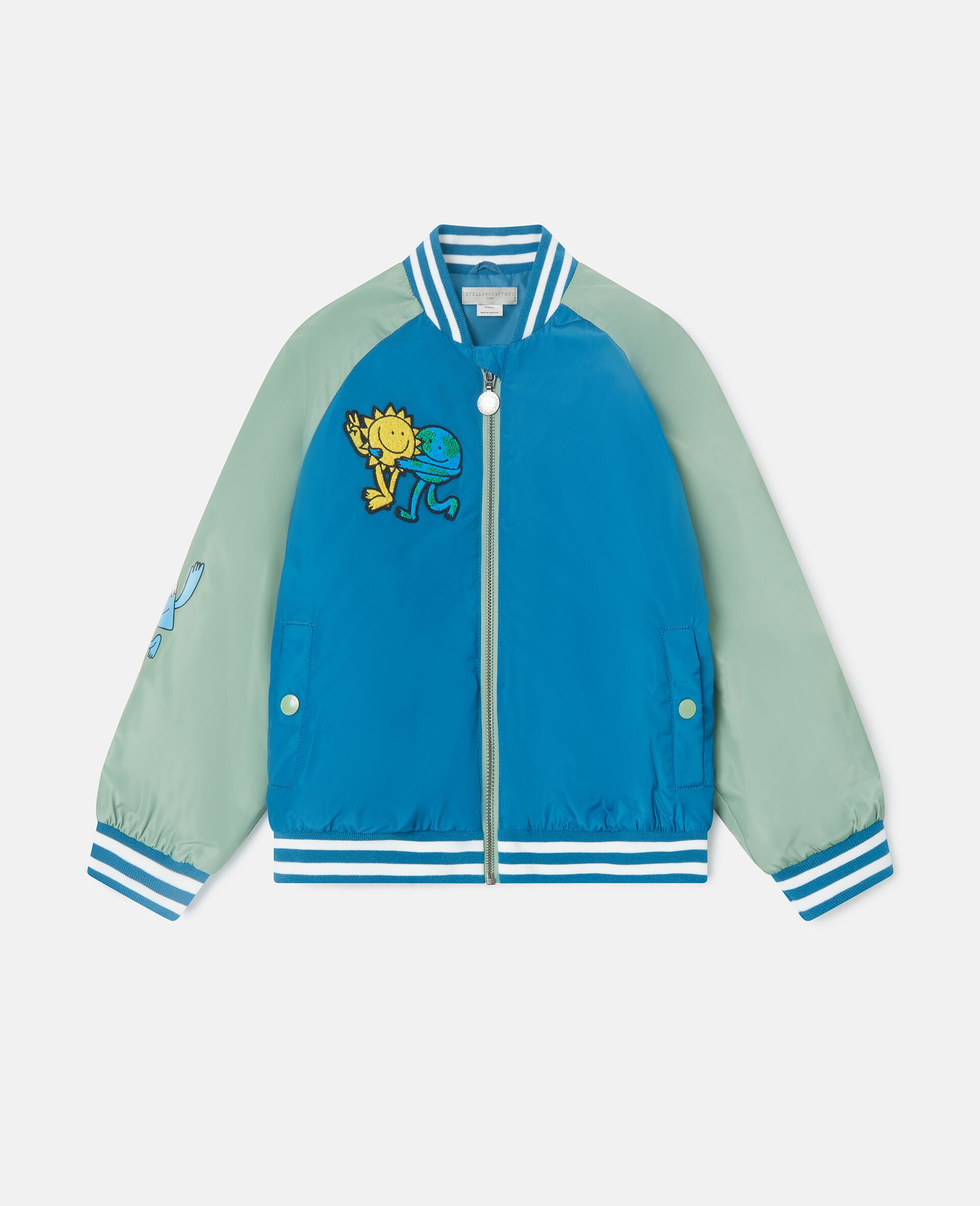 Earth Friends Graphic Bomber Jacket-Blue-medium