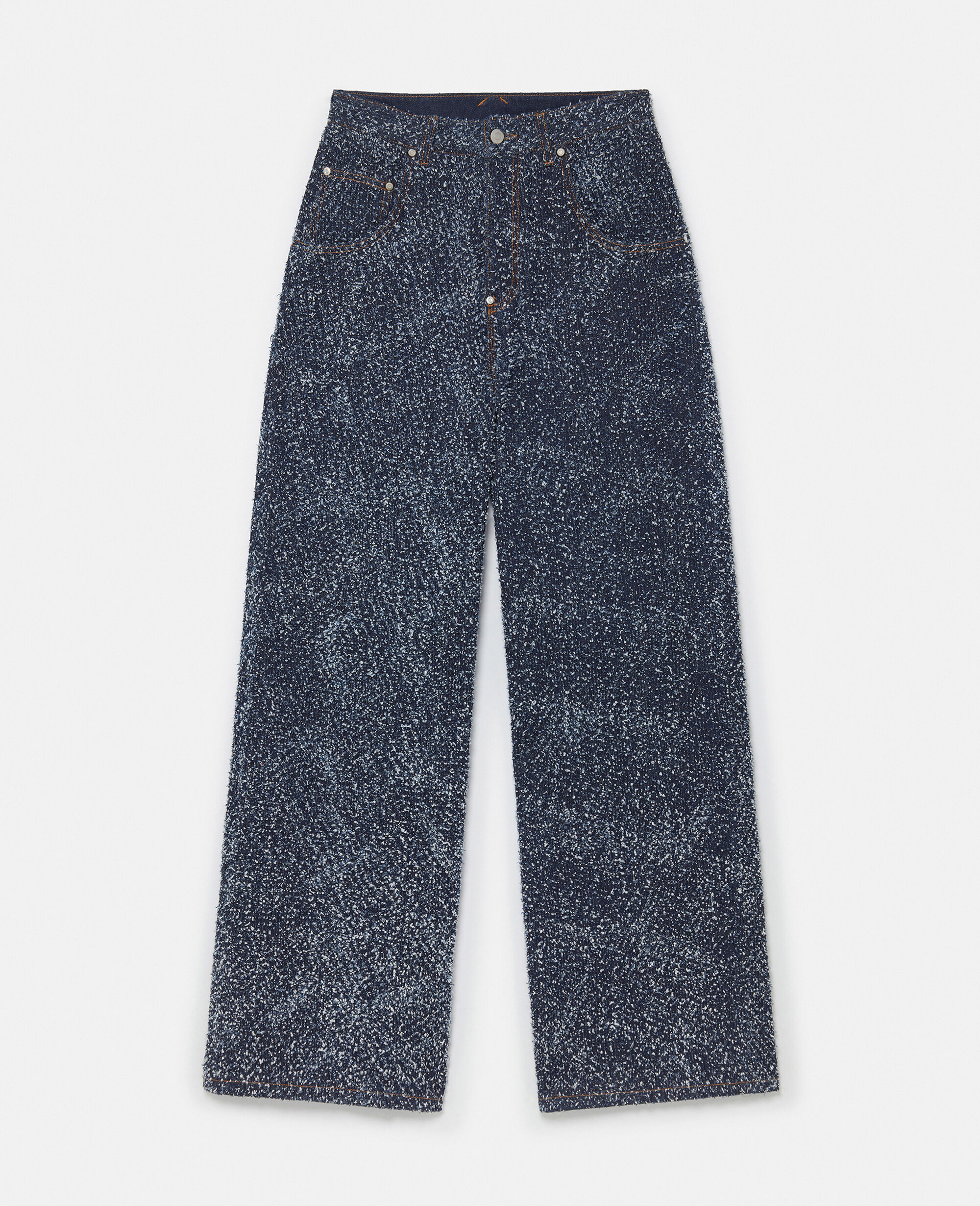 Women Speckled blue High-Rise Denim Bouclé Jeans | Stella McCartney US