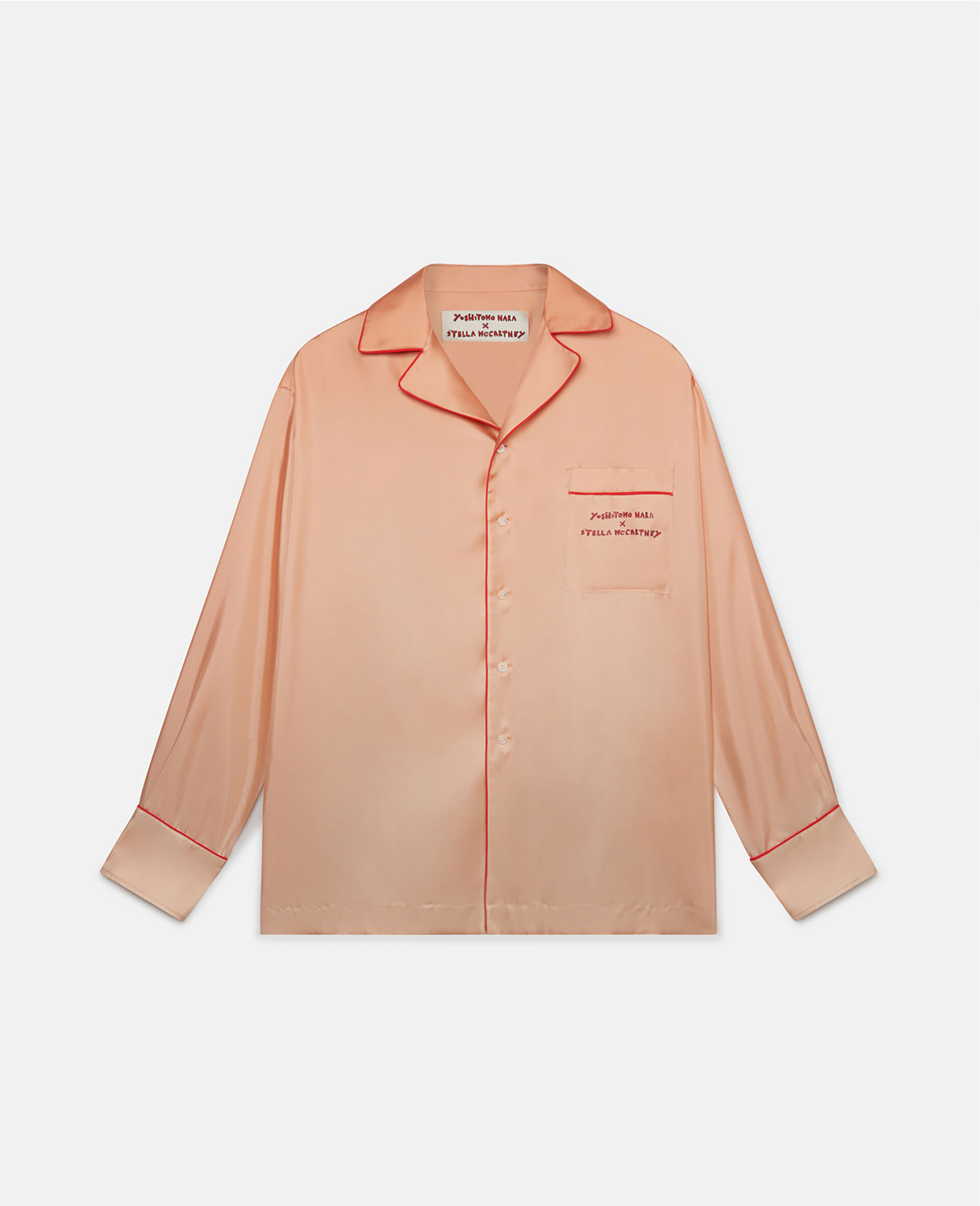 Twins I Print Silk Twill Shirt-Pink-large image number 0