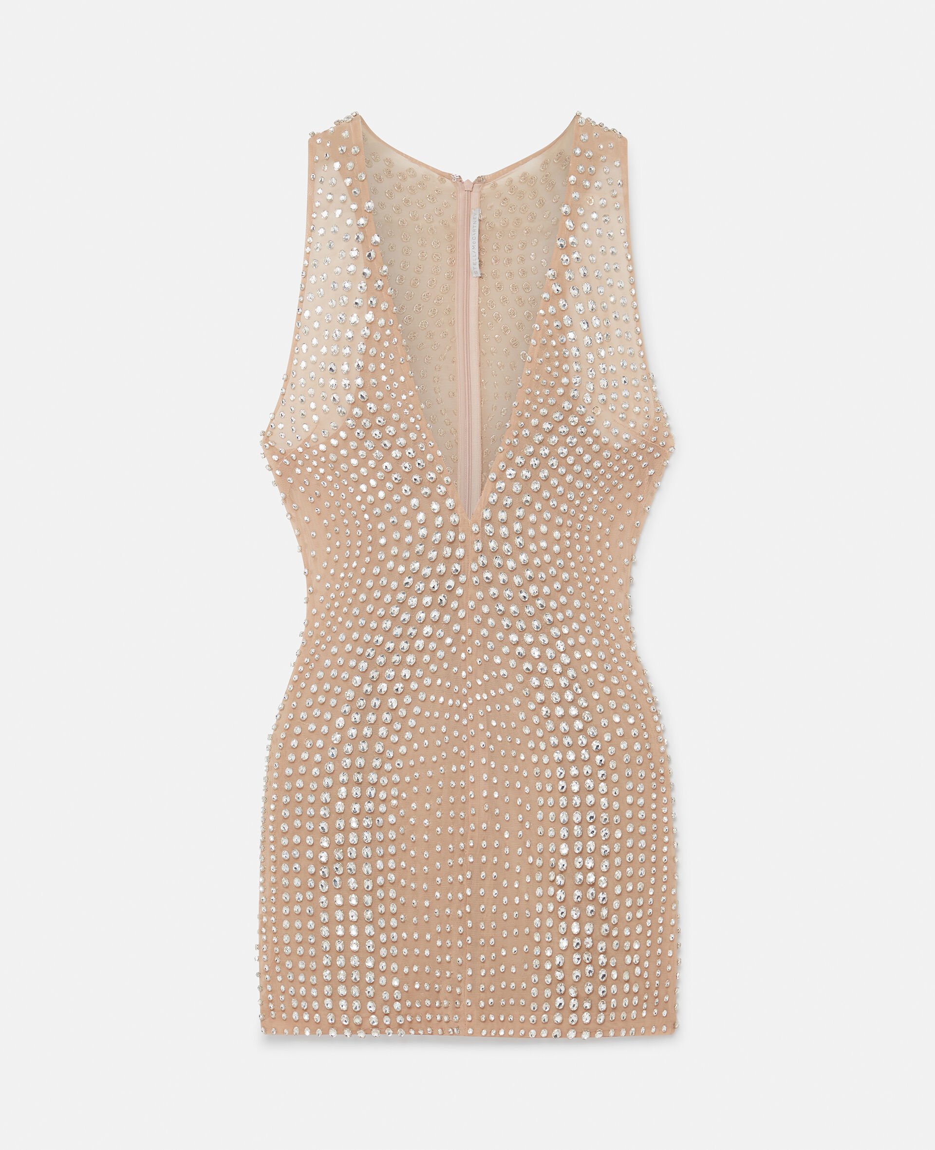 Crystal-Embellished Midi Dress-Beige-large image number 0