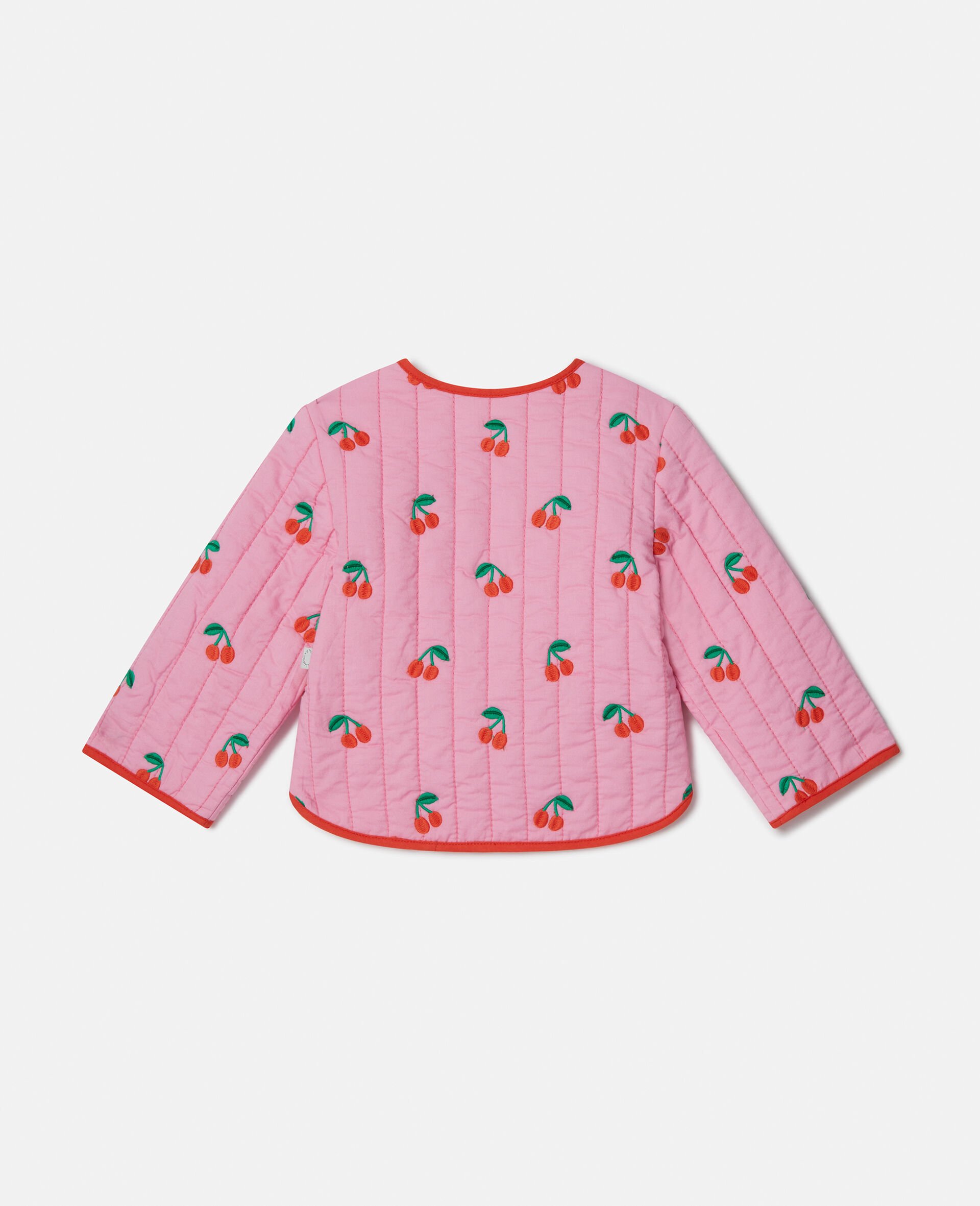 Cherry Print Quilted Jacket-Pink-large image number 2