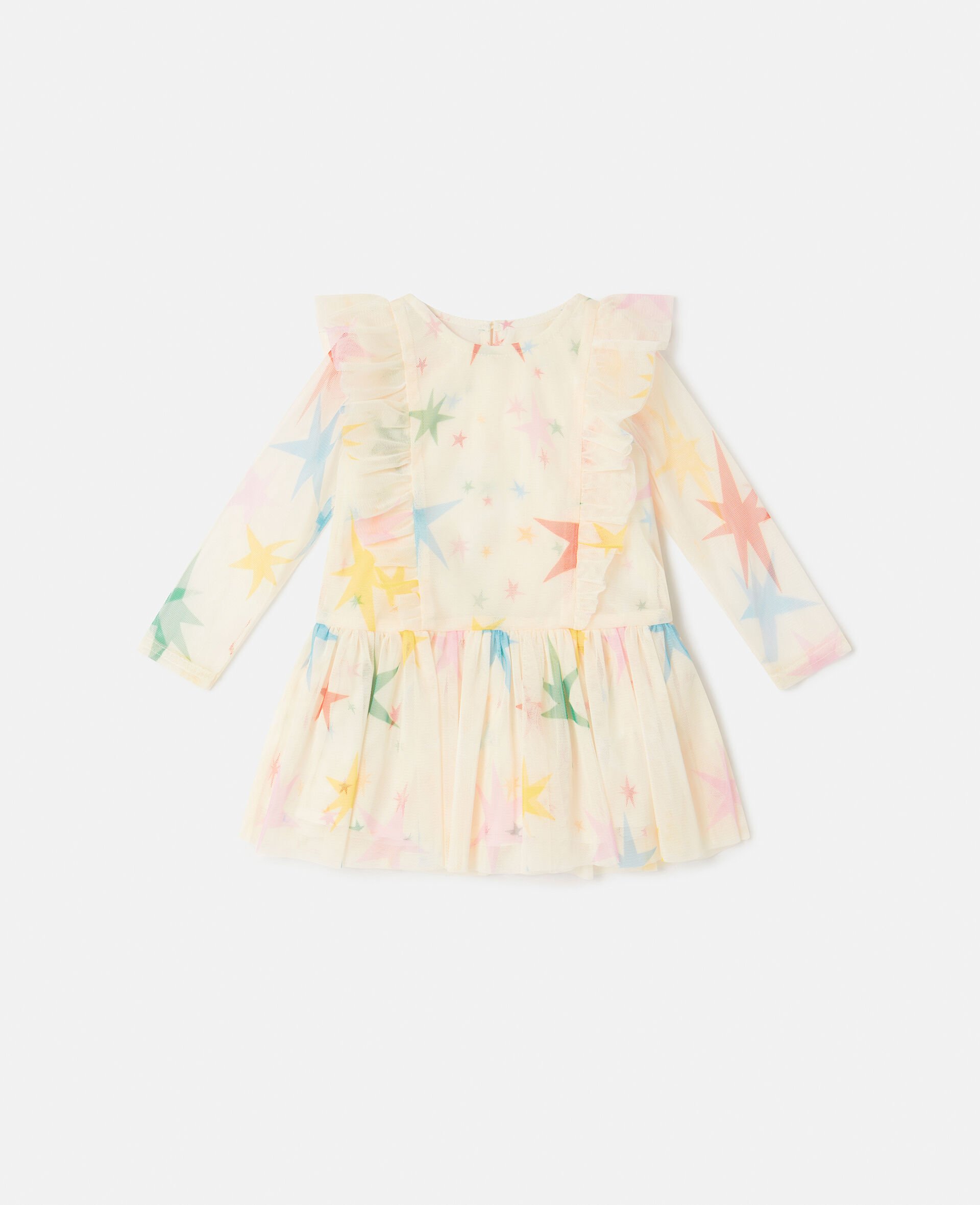 Star Pattern Frilled Tulle Dress-Multicolour-medium
