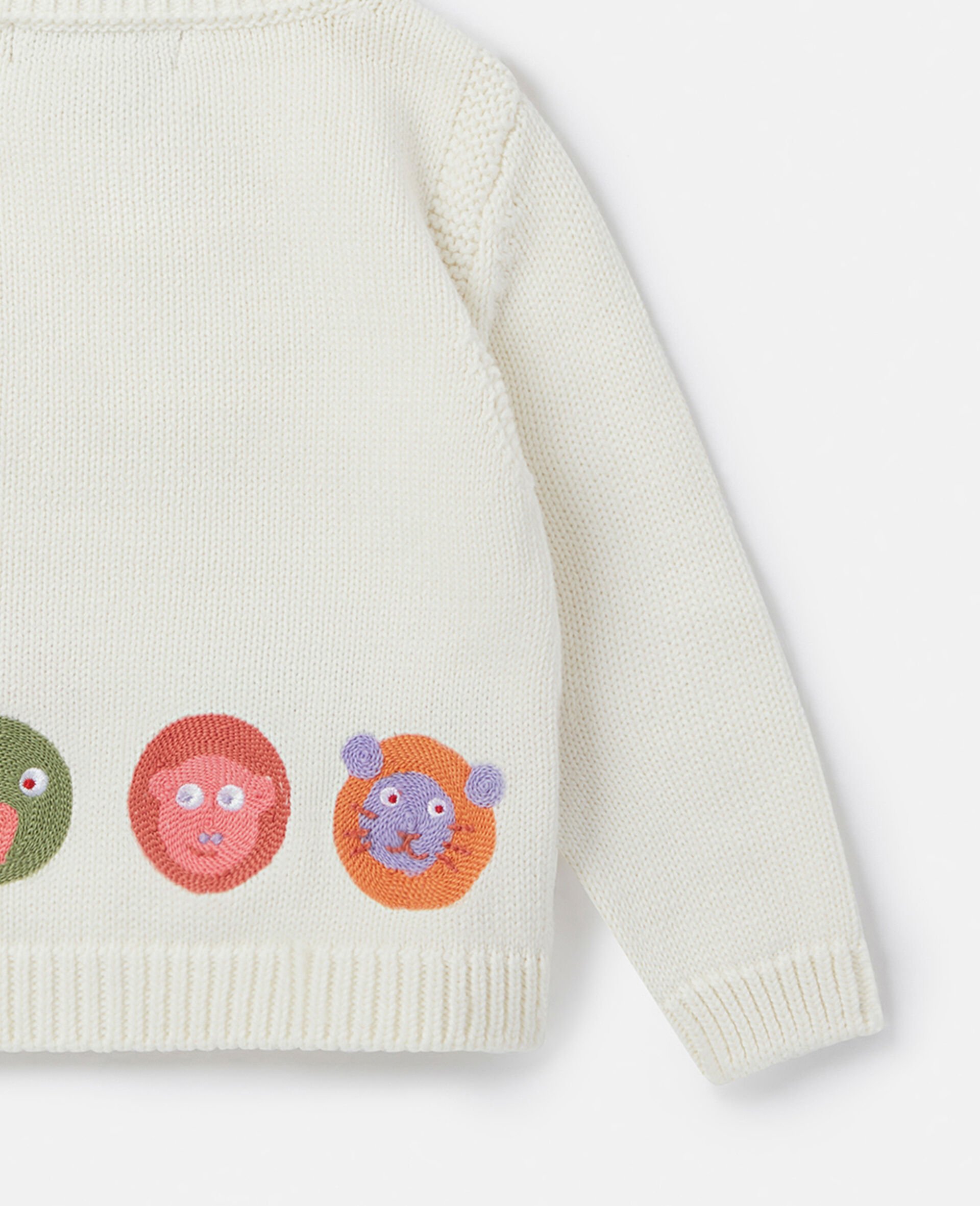 Animal Motif Cardigan-Cream-large image number 3