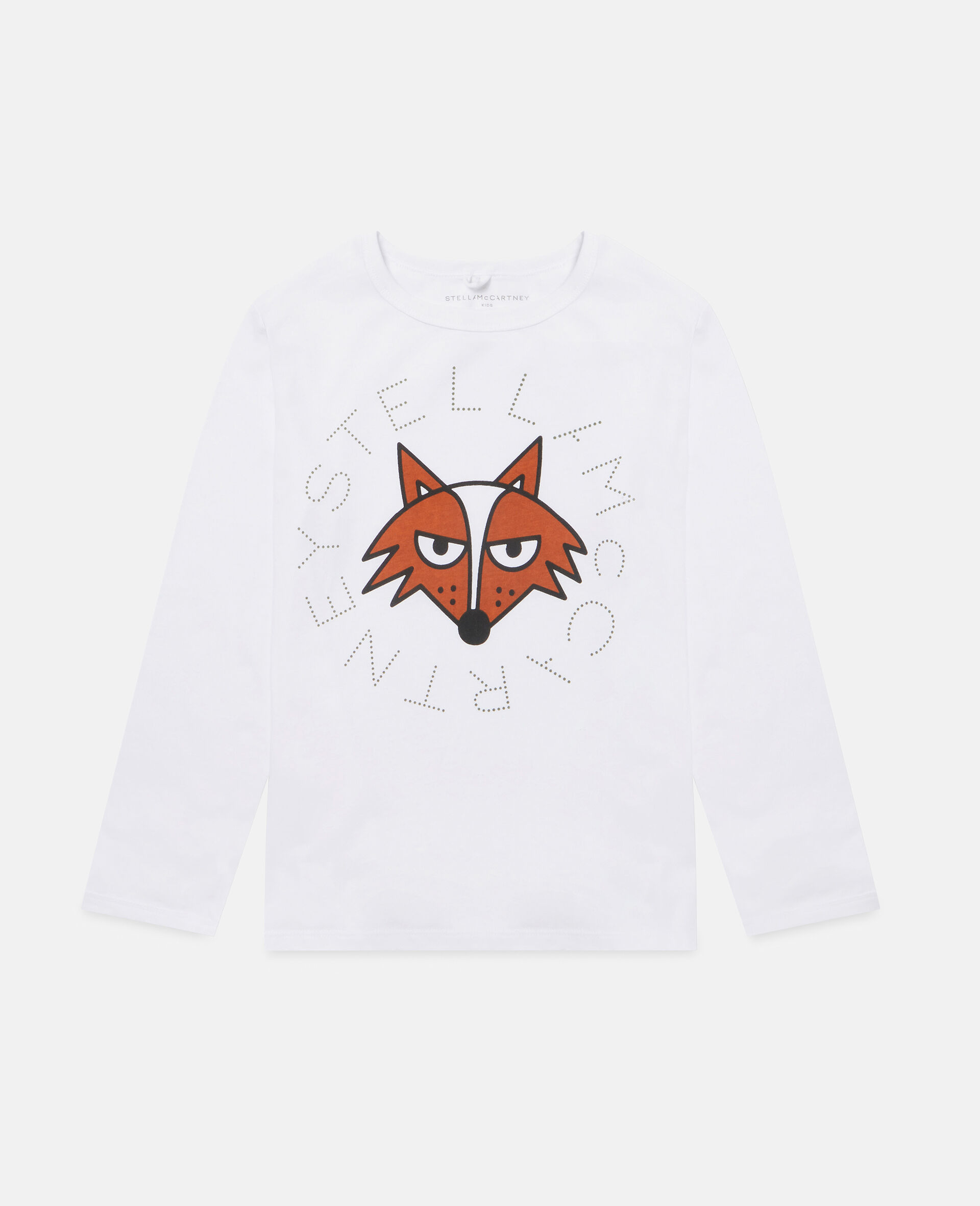 Fox Print Cotton T‐Shirt-White-large image number 0