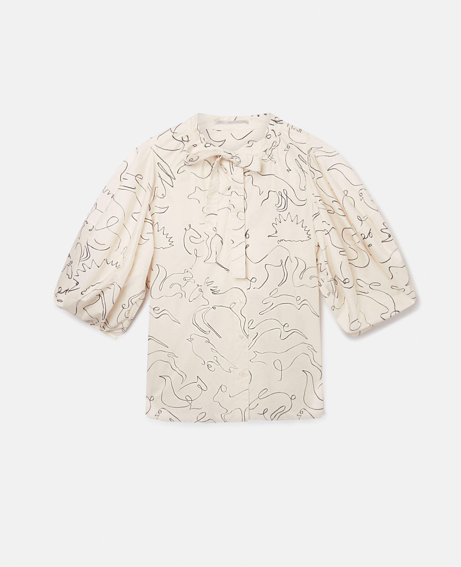 野化涂鸦印花斜纹布上衣-黄色-large image number 0